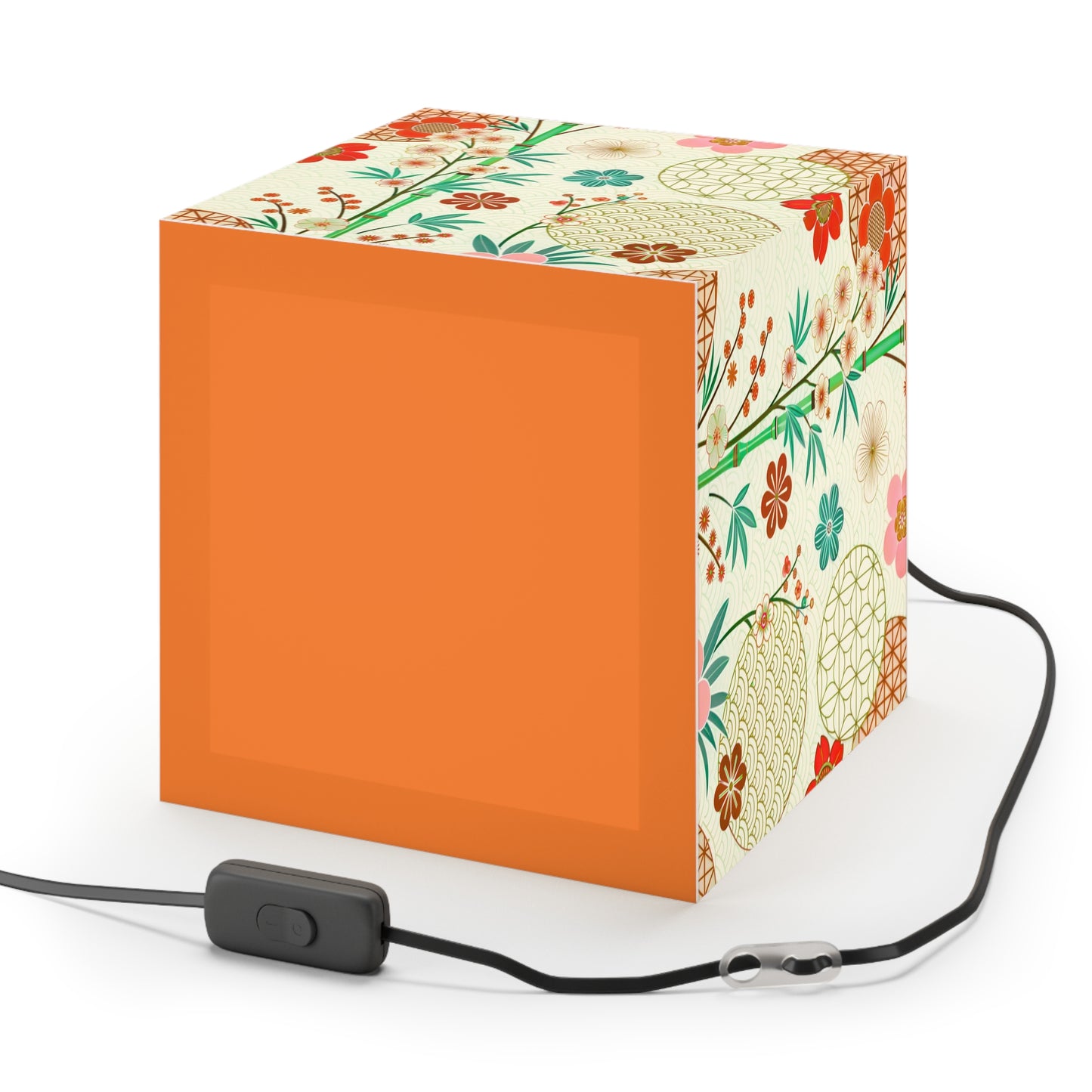 Japanese Floral Cube Lamp — Vintage Sakura Pattern Light Cube