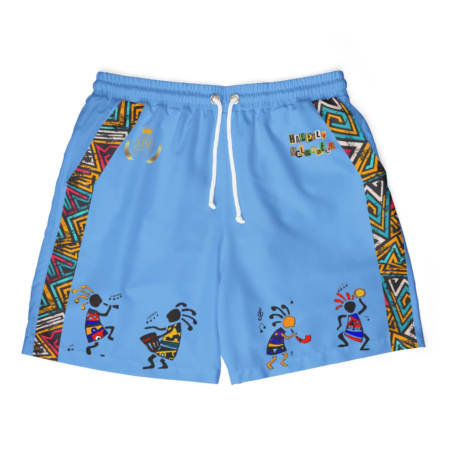 Unisex Swim Shorts with Colorful Tribal Prints, Summer Beachwear, Vacation Attire