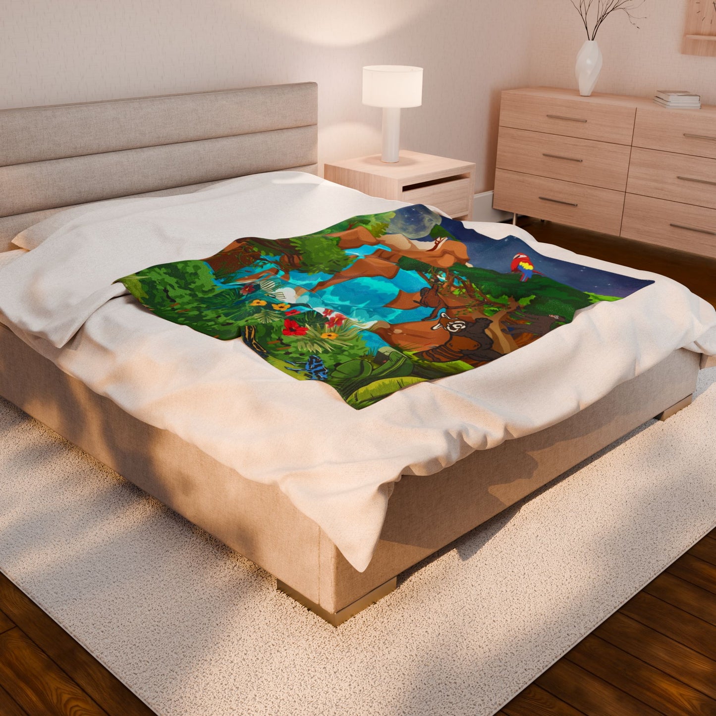Tropical Jungle Velveteen Plush Blanket - Cozy Throw for Nature Lovers, Home Decor