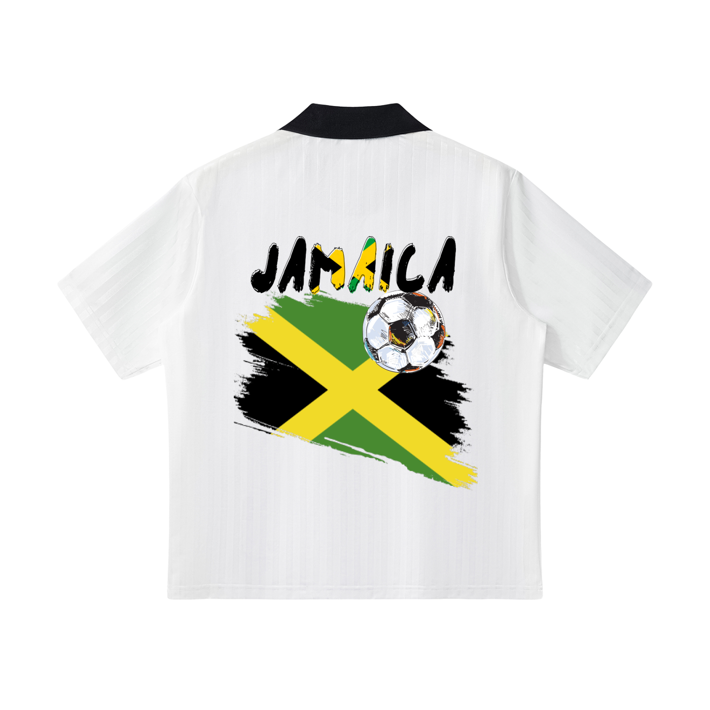 Jamaican Flag Themed Unisex Graphic Contrast Collar Striped Soccer Jersey