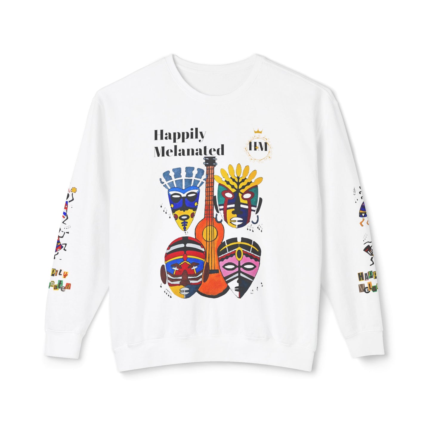 Hand-Drawn Afro Music Graphic Sweatshirt - Unisex Lightweight Crewneck, Music Lover Gift