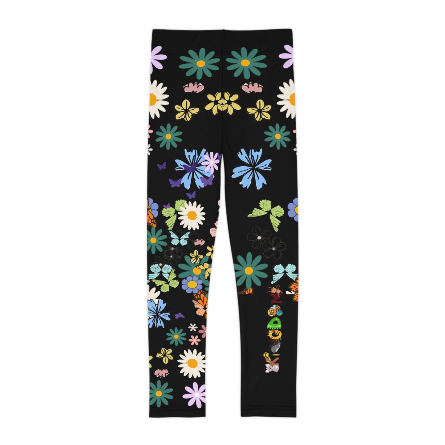 Colorful Floral Kids Leggings - Playful Butterfly & Flower Design
