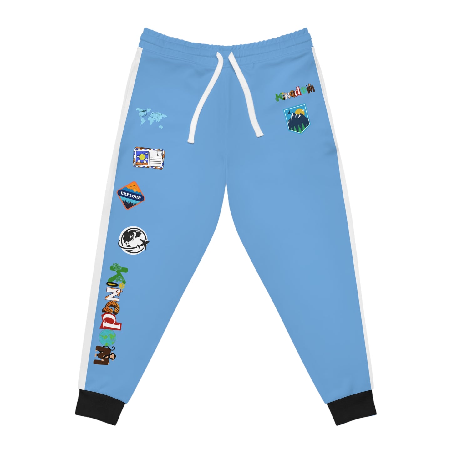 Graphic Travel-Inspired Athletic Joggers, Unisex Workout Pants