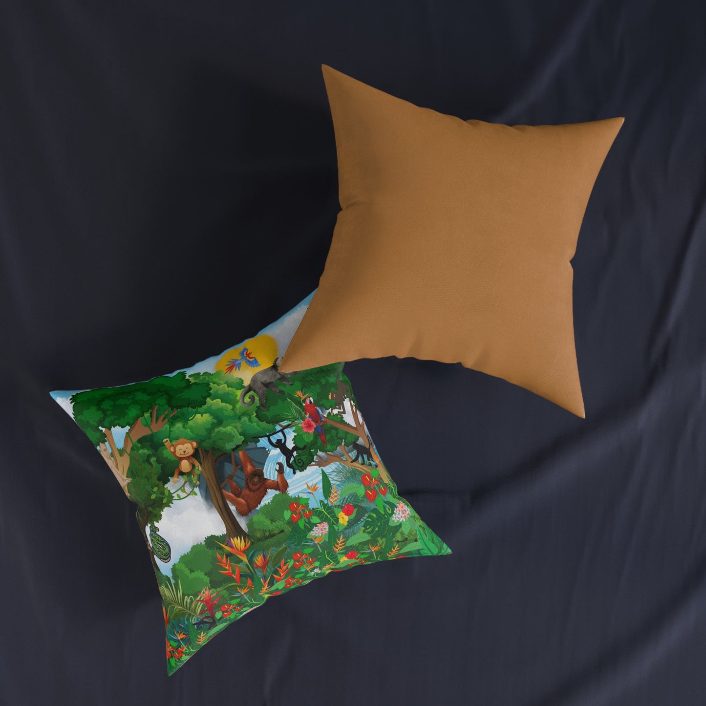 Vibrant Jungle Animal Square Pillow - Perfect for Kids' Rooms & Playspaces