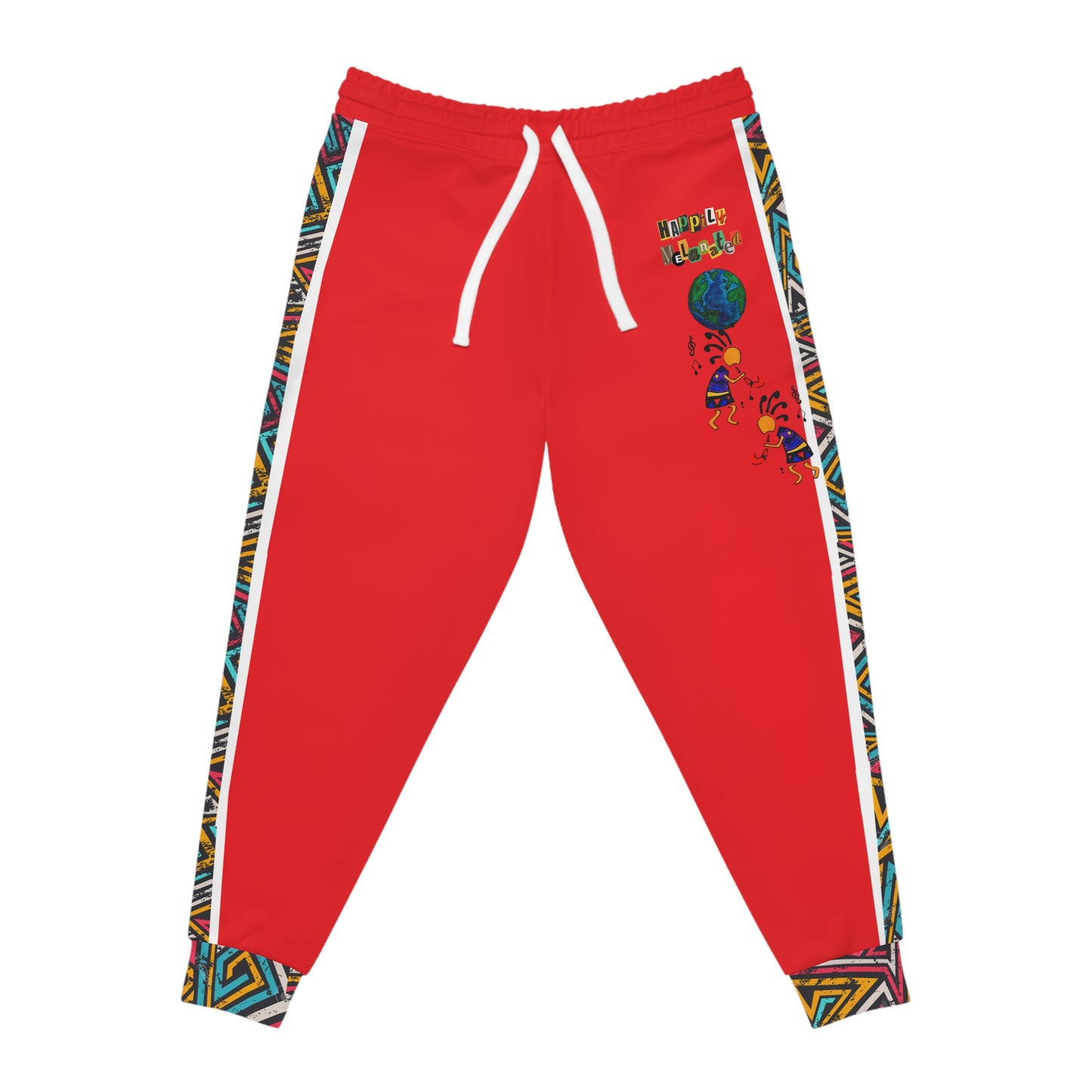 Handcrafted Afro Music Cartoon Art Athletic Joggers, Unisex Sweatpants, African Dance Jogging Pants