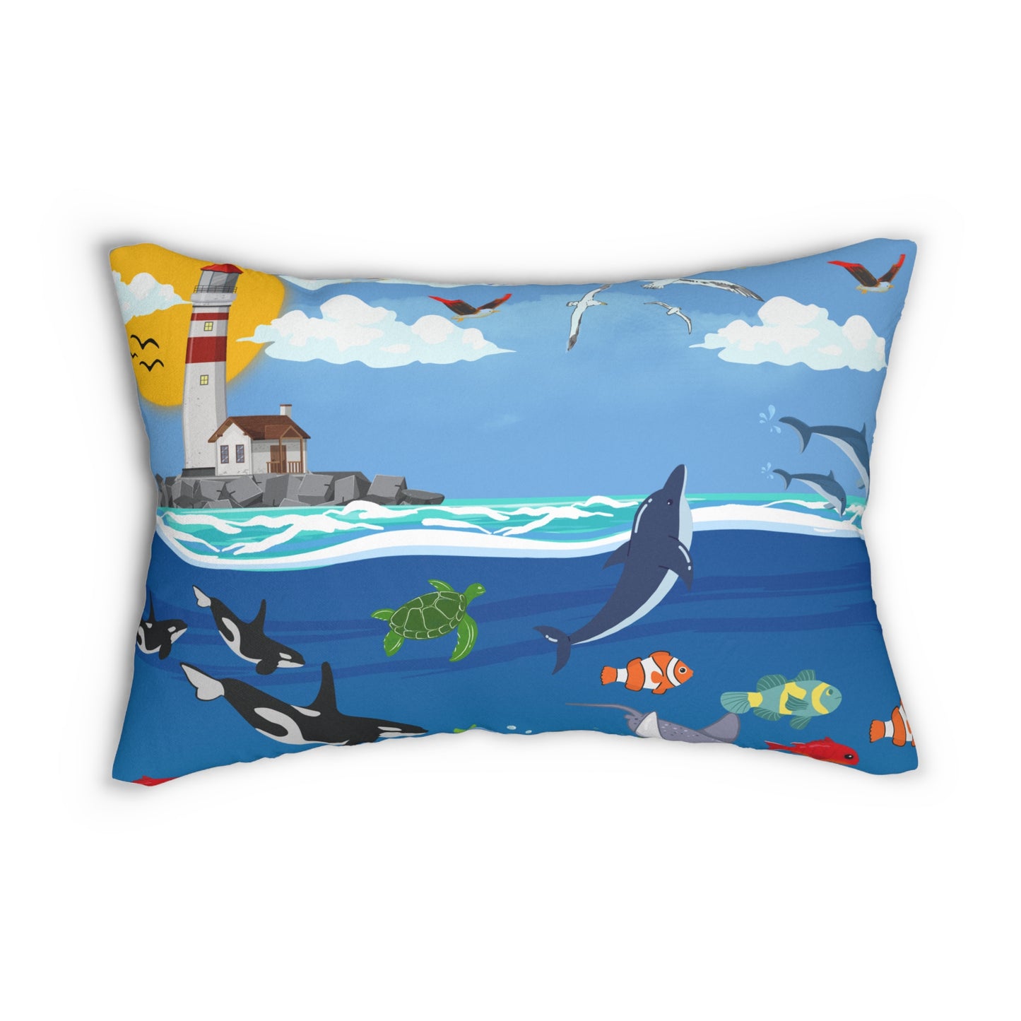 Ocean Adventure Lumbar Pillow - Nautical Marine Decor for Home