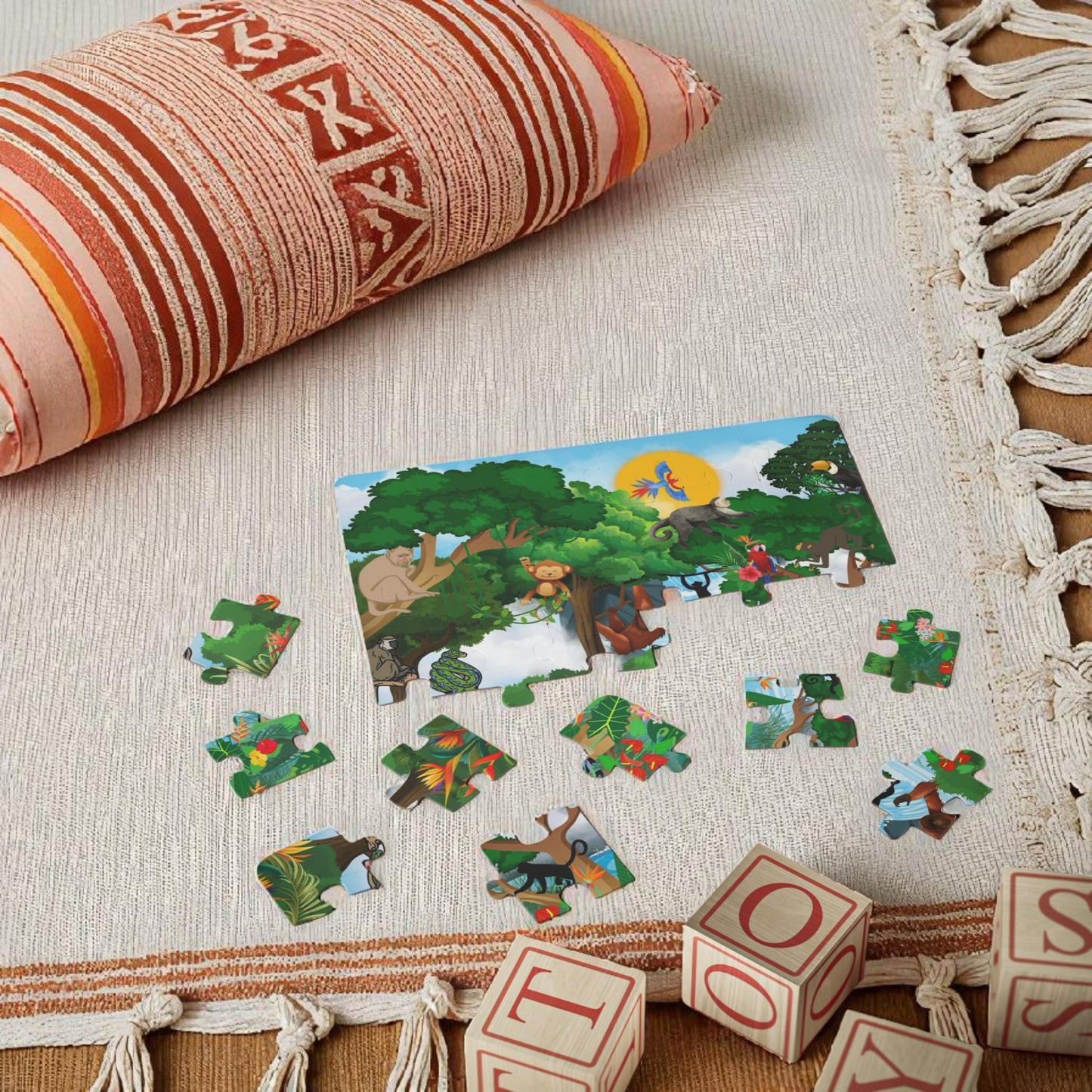Kids' Puzzle, Jungle Animal Monkey Puzzle, 30-Piece - Fun Educational Toy for Children