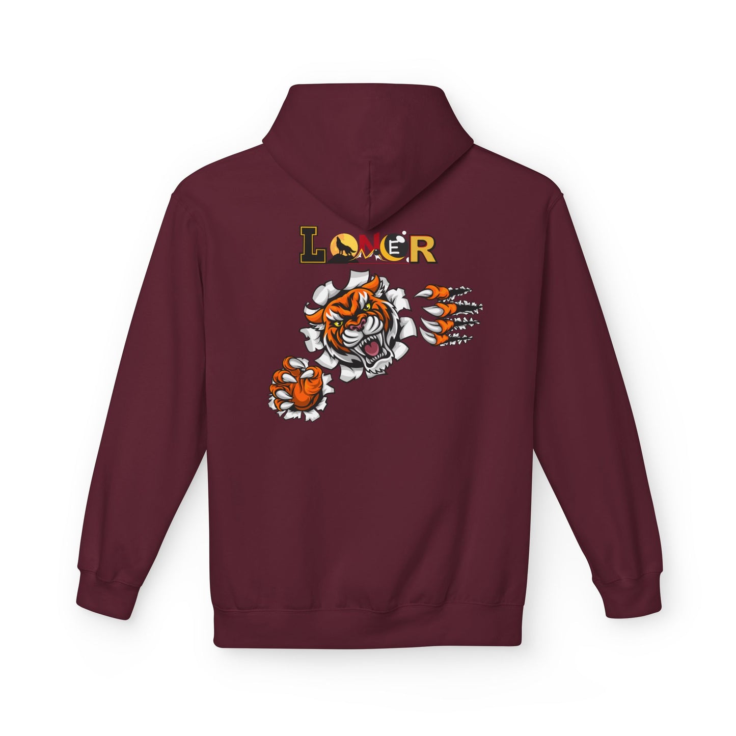 Tiger Graphic Hoodie, Lone Wolf Sweatshirt, Unisex Fleece Pullover, Softstyle, Cozy Animal Print