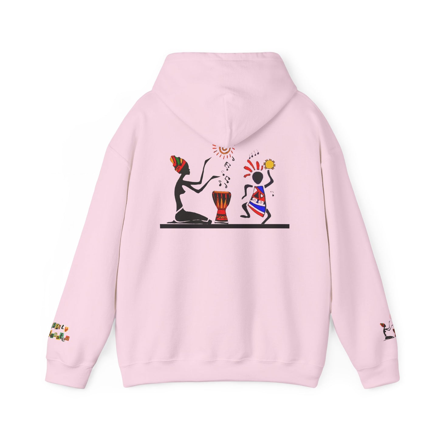 Ethnic Streetwear Pullover Hoodie, Hand-Drawn Tribal Music Art, Urban Fashion