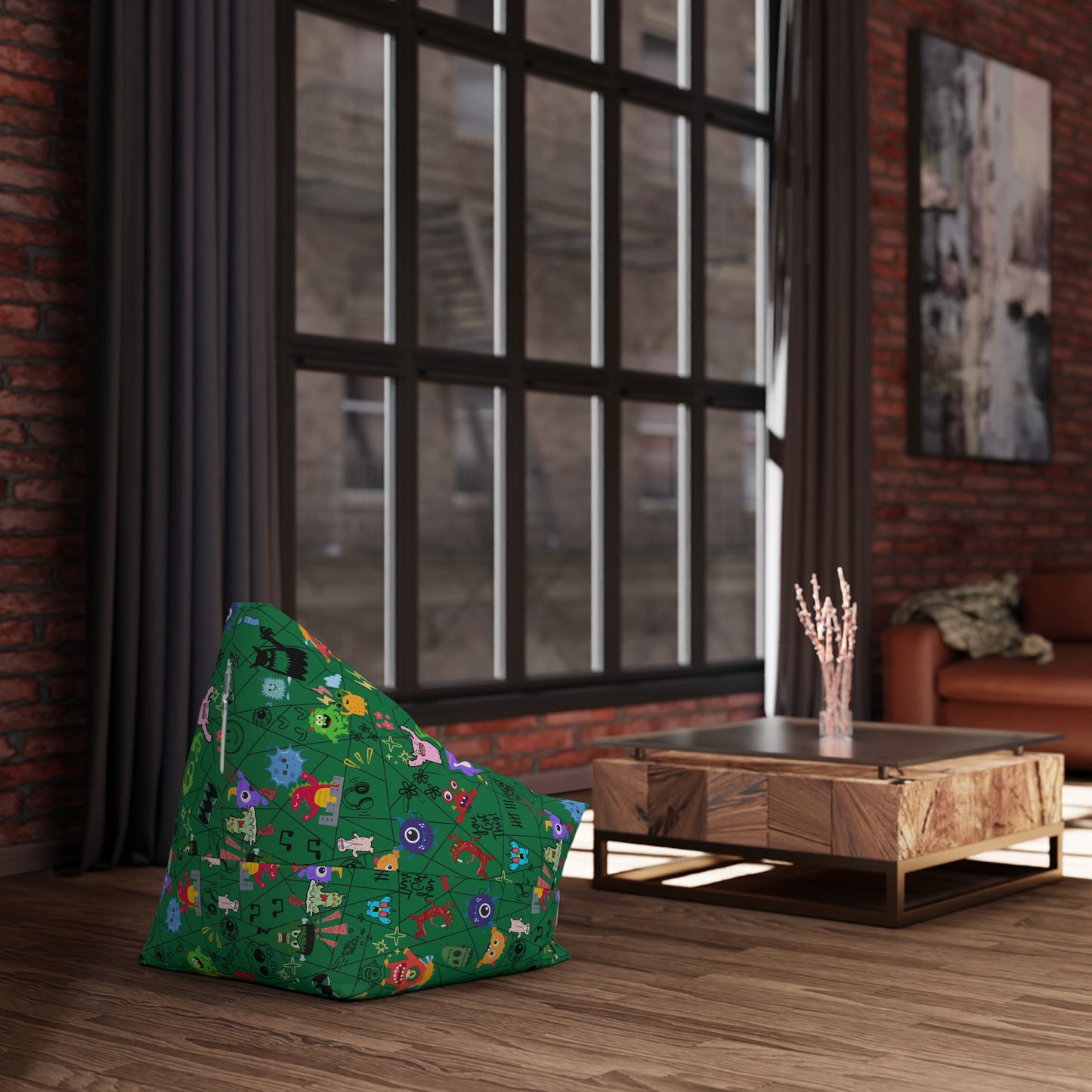 Kids' Fun Bean Bag Chair Cover - Playful Monsters, Cozy Seating for Sofas, Playrooms