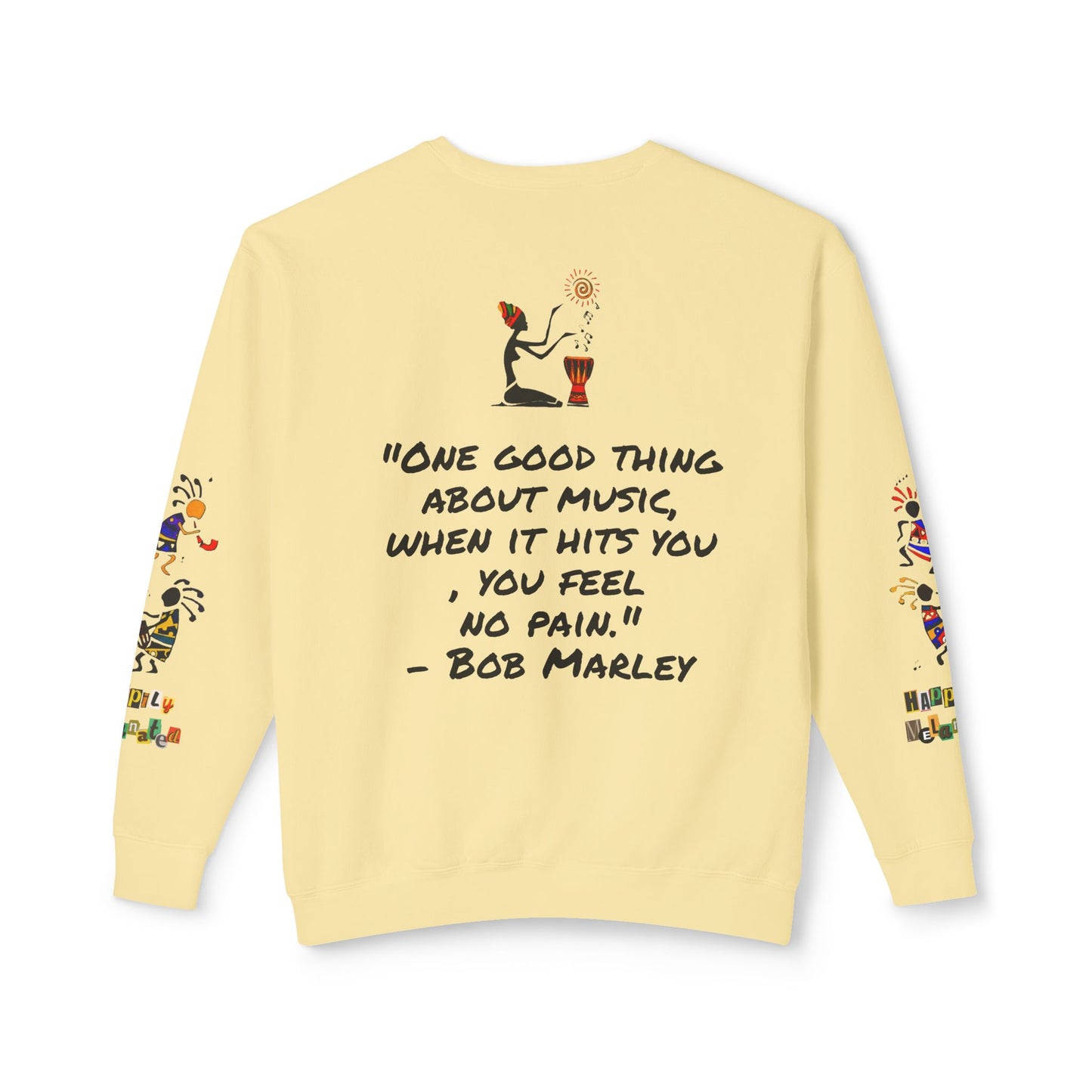 Hand-Drawn Afro Music Graphic Sweatshirt - Unisex Lightweight Crewneck, Music Lover Gift