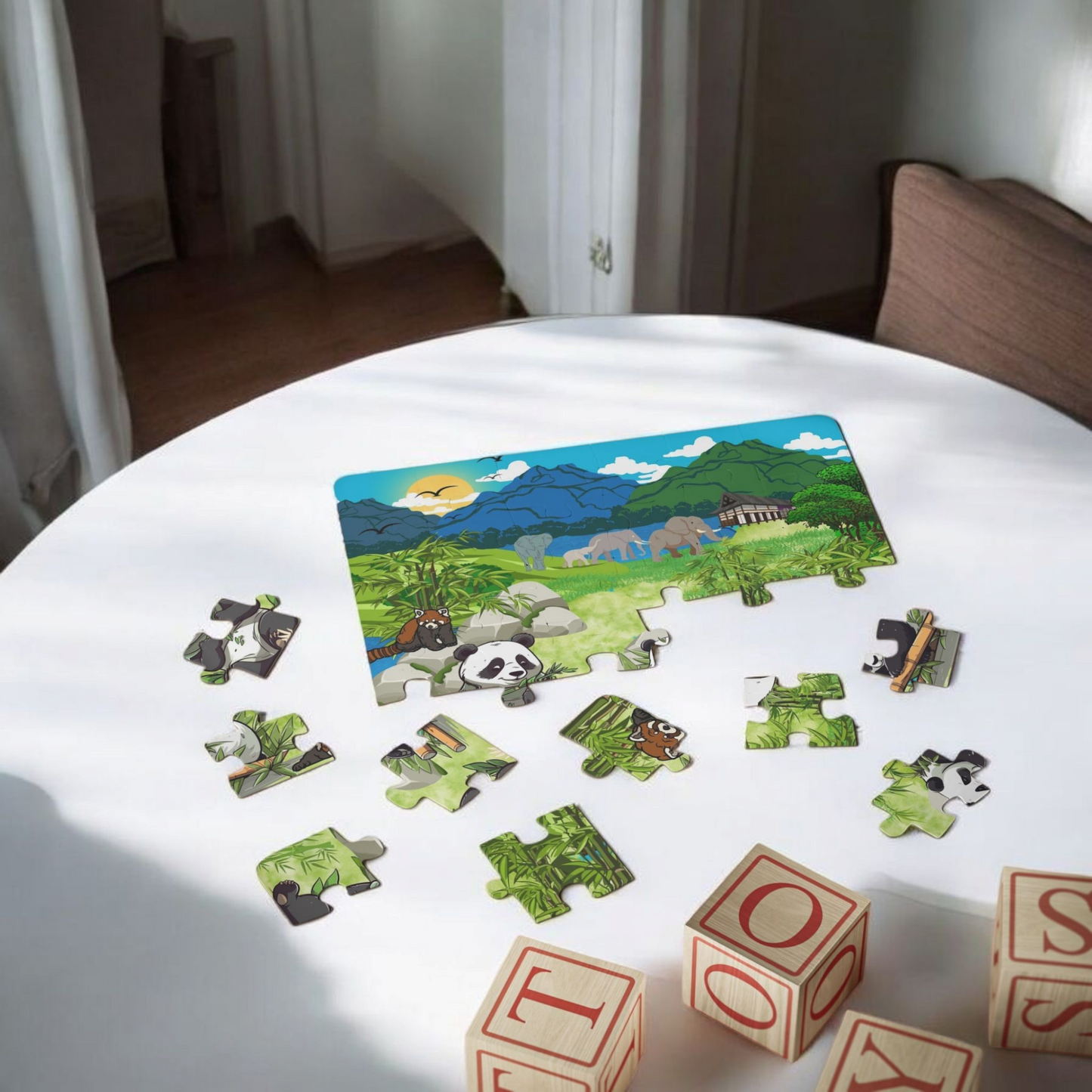 Kids' Puzzle, 30-Piece - Animals from Asia, Panda Puzzle, Educational Jigsaw Game