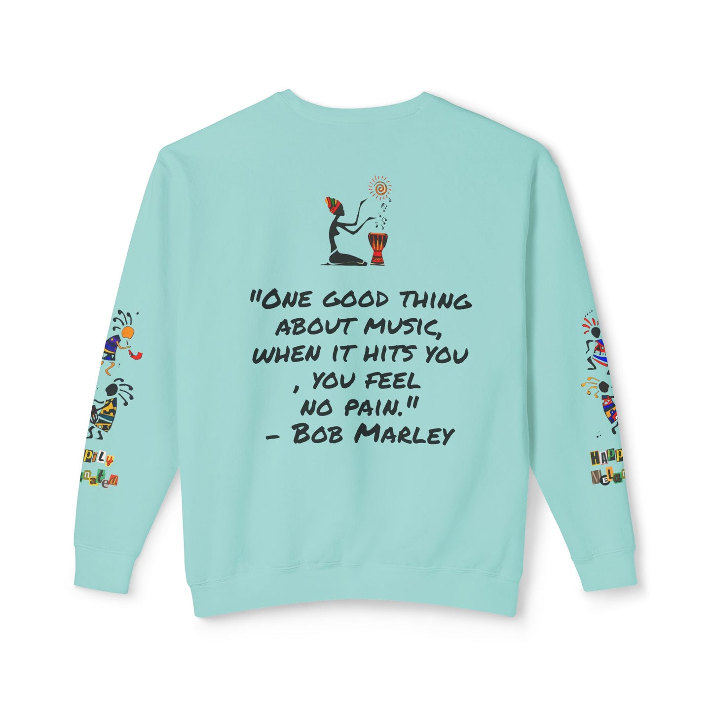 Hand-Drawn Afro Music Graphic Sweatshirt - Unisex Lightweight Crewneck, Music Lover Gift