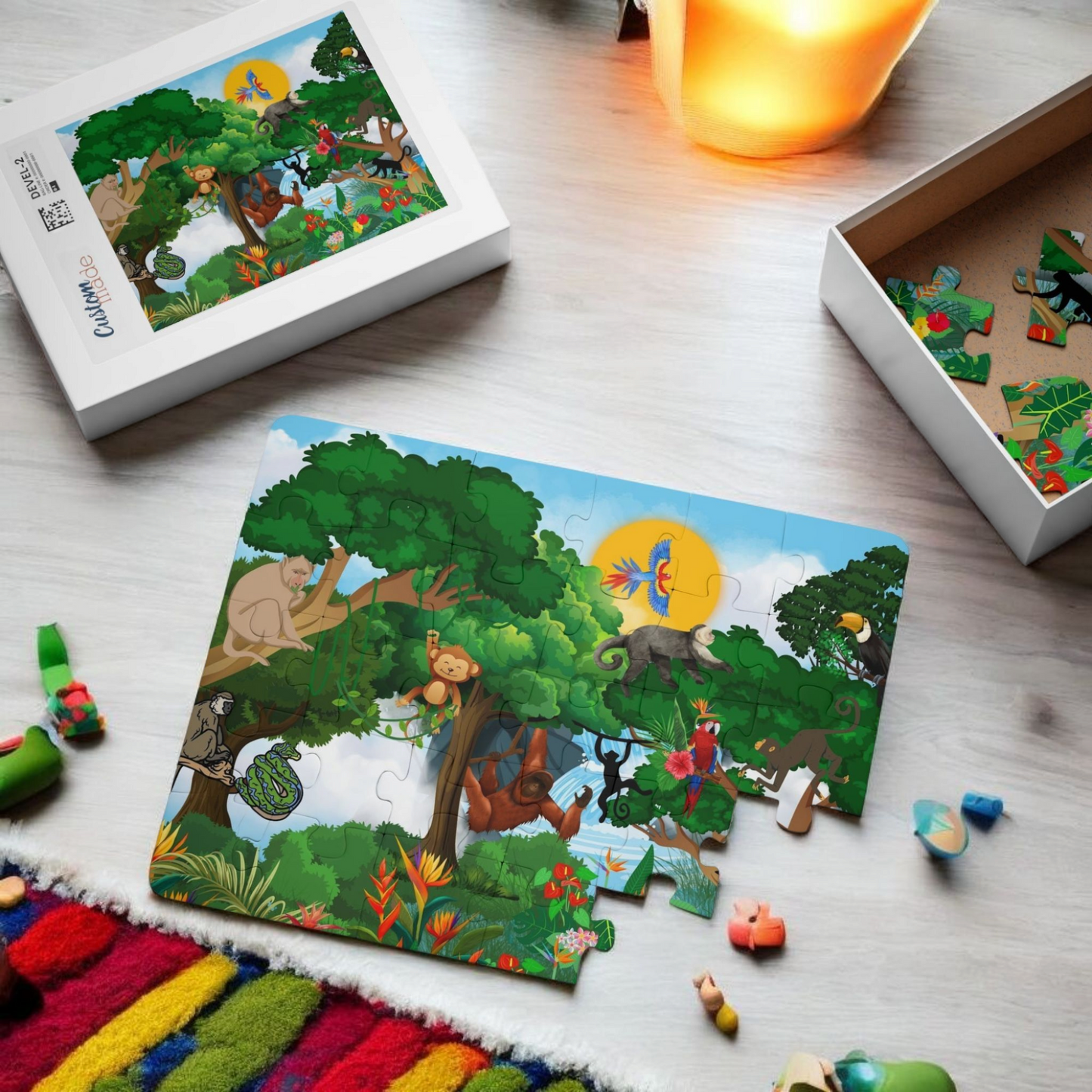 Kids' Puzzle, Jungle Animal Monkey Puzzle, 30-Piece - Fun Educational Toy for Children
