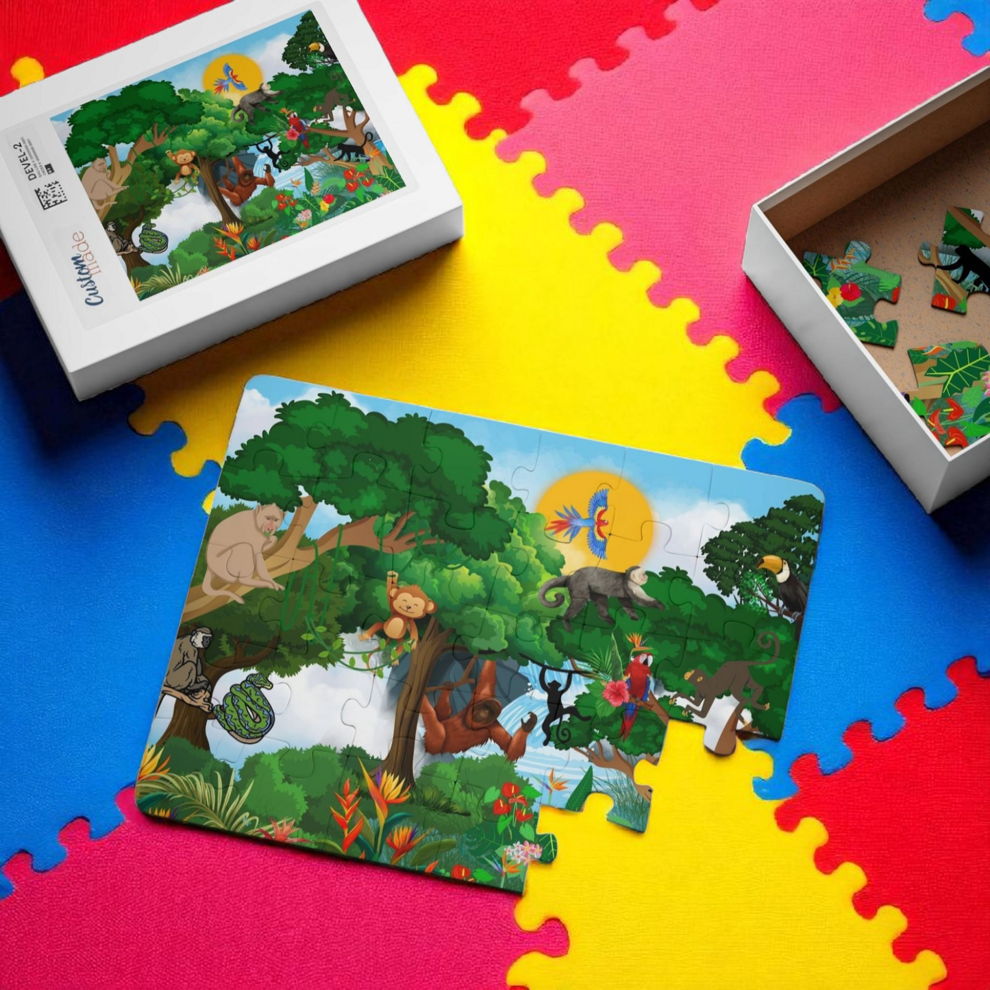 Kids' Puzzle, Jungle Animal Monkey Puzzle, 30-Piece - Fun Educational Toy for Children