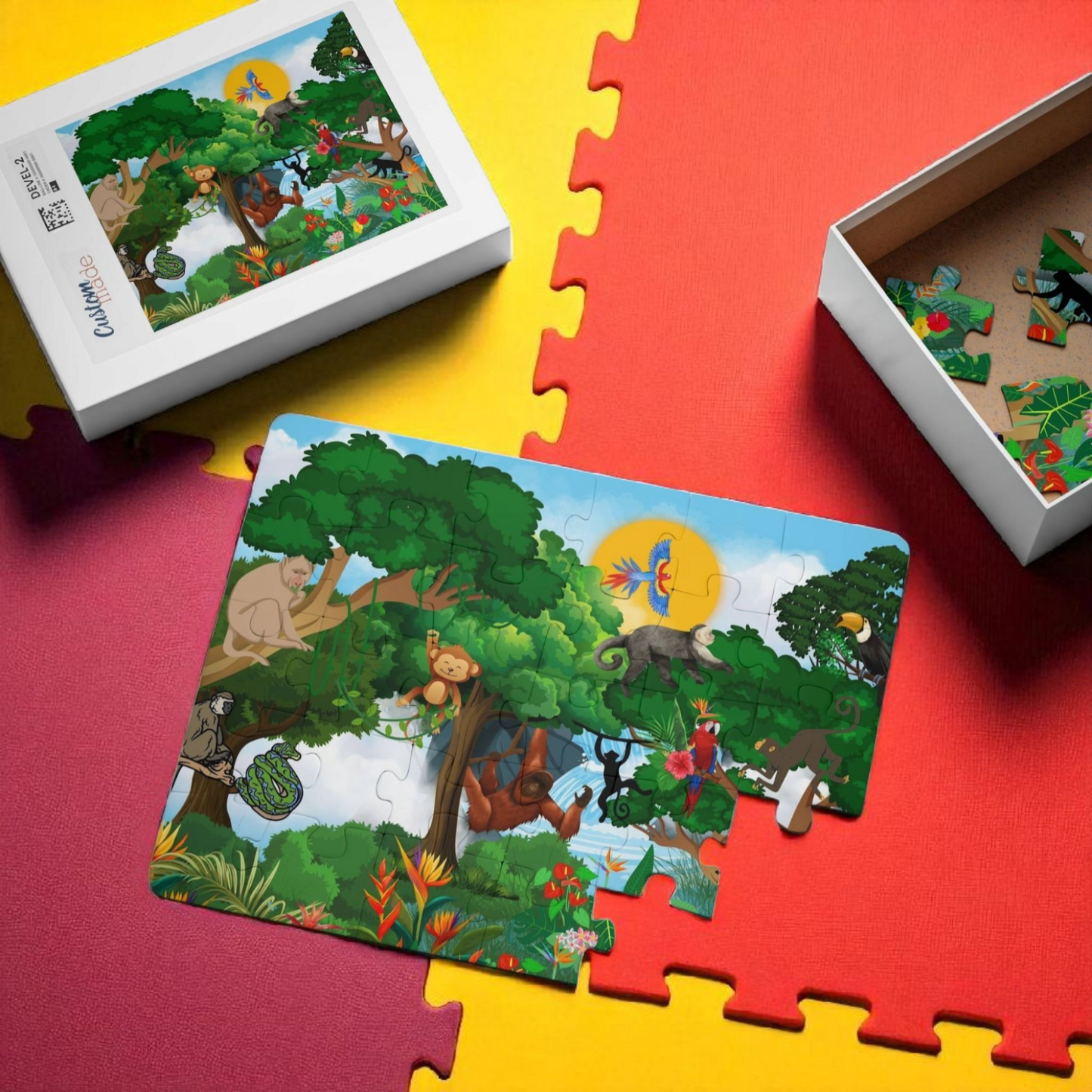 Kids' Puzzle, Jungle Animal Monkey Puzzle, 30-Piece - Fun Educational Toy for Children