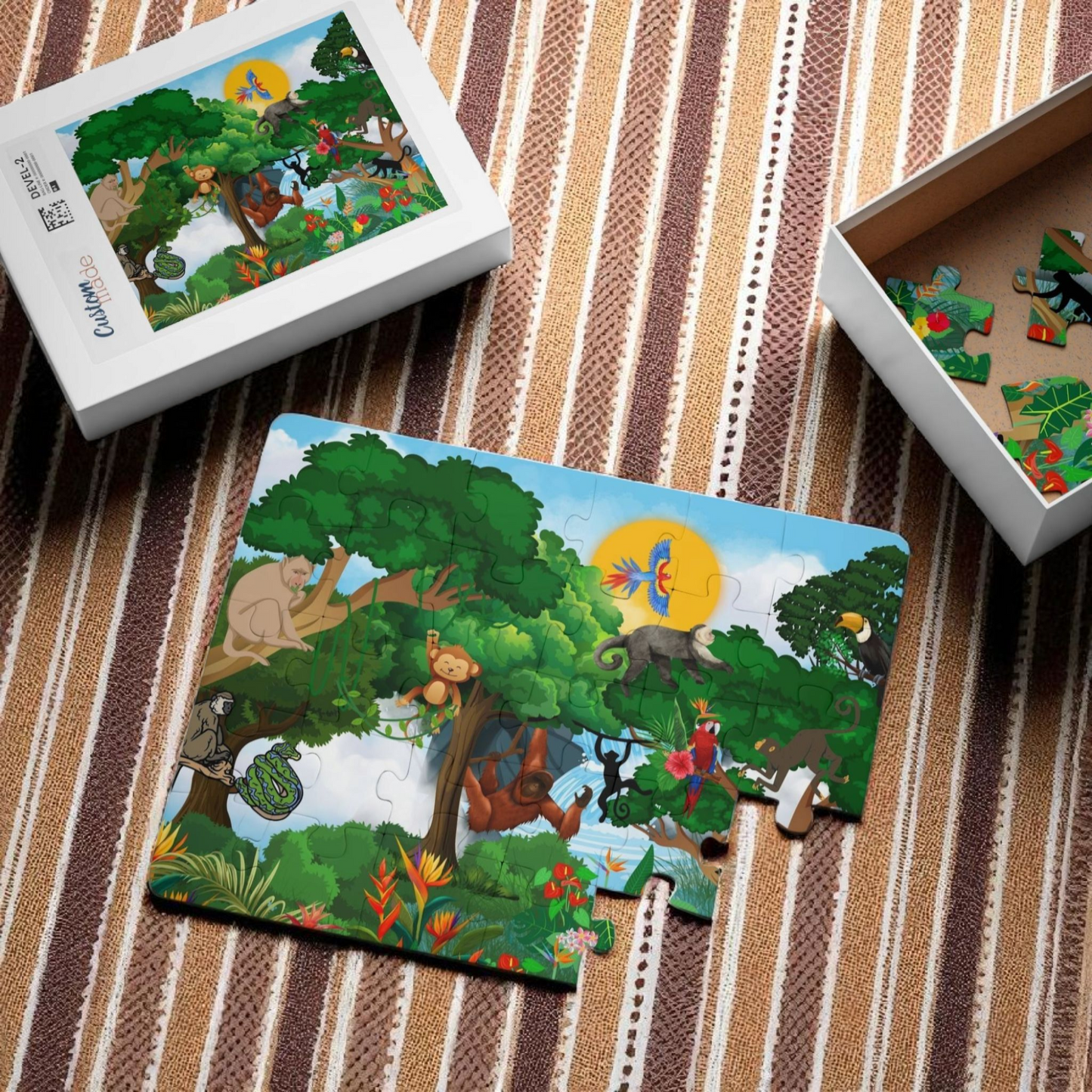 Kids' Puzzle, Jungle Animal Monkey Puzzle, 30-Piece - Fun Educational Toy for Children