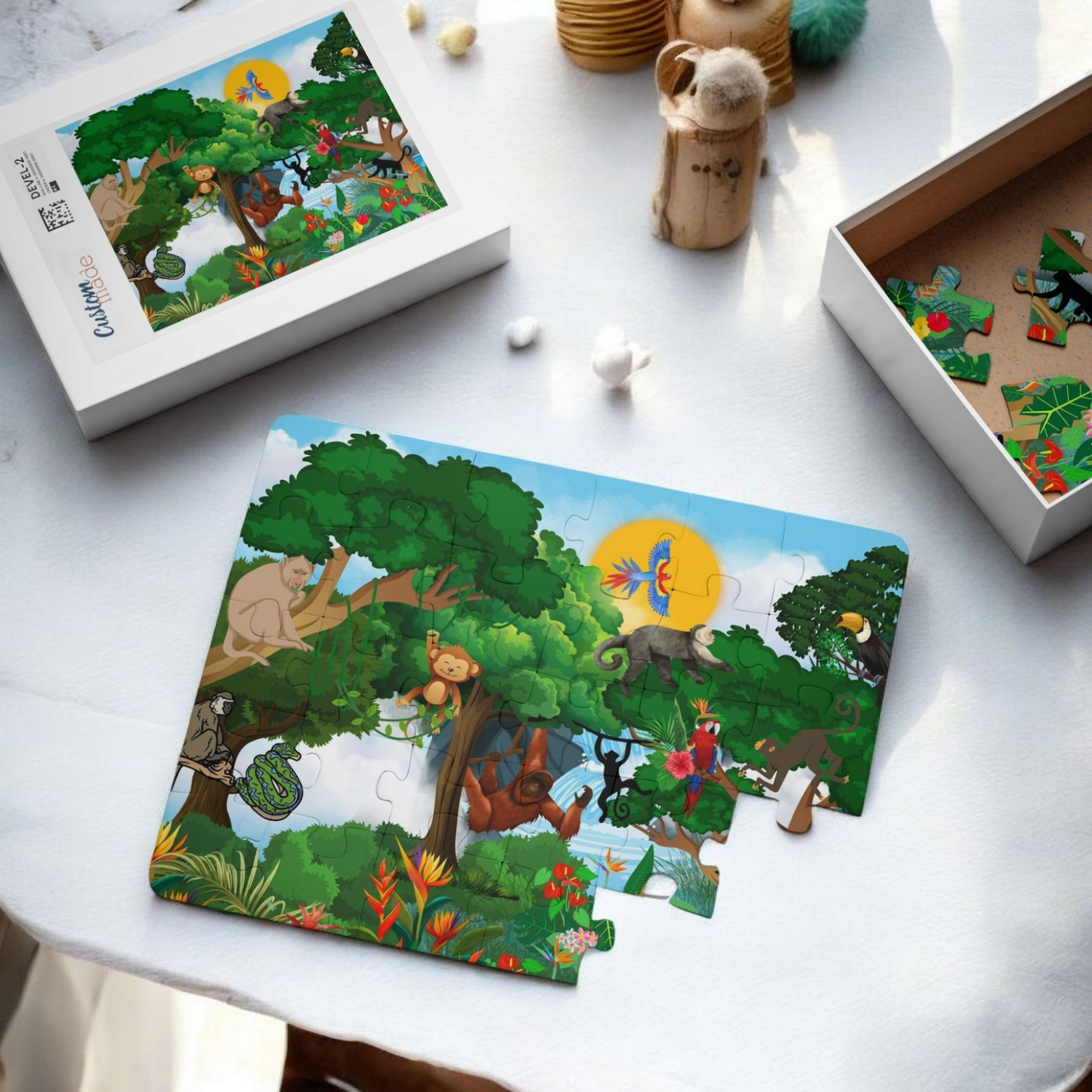 Kids' Puzzle, Jungle Animal Monkey Puzzle, 30-Piece - Fun Educational Toy for Children