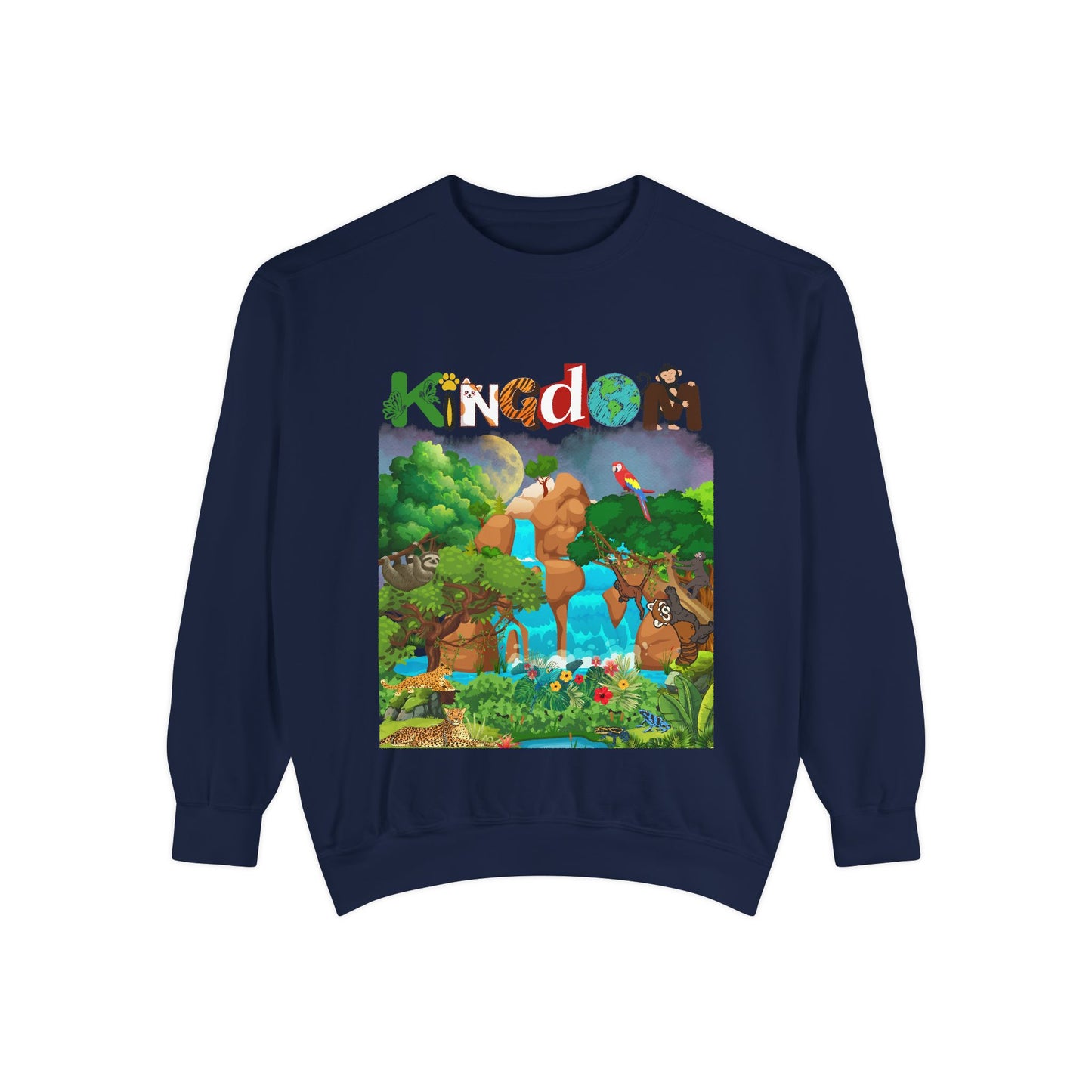 Jungle Animals Waterfall Art Sweatshirt, Animal Lover Gift, Wildlife Clothing, Rainforest Jumper