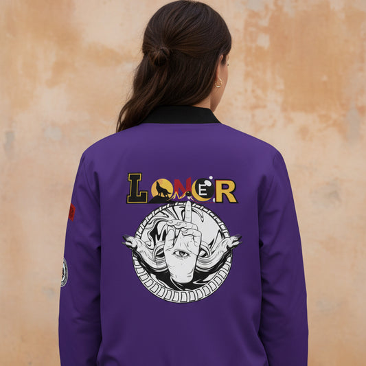 Gothic Bomber Jacket, Eye Art Women's Outerwear, Unique All Over Print Jacket
