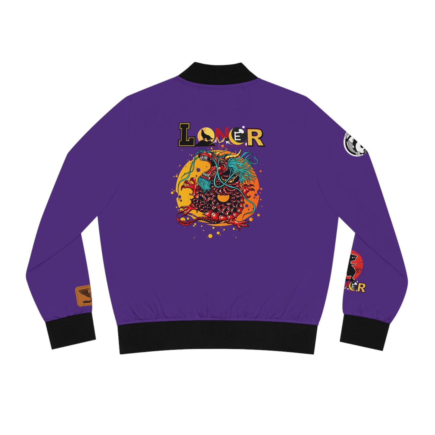 Dragon Graphic Women's Bomber Jacket, Mythical All Over Design