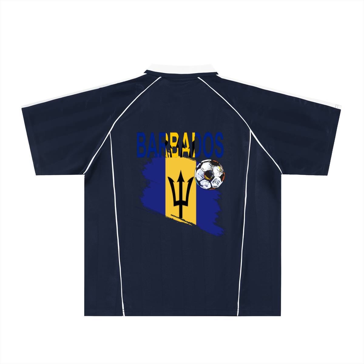 Barbados Flag Shadow Stripe Collared Unisex Soccer Jersey