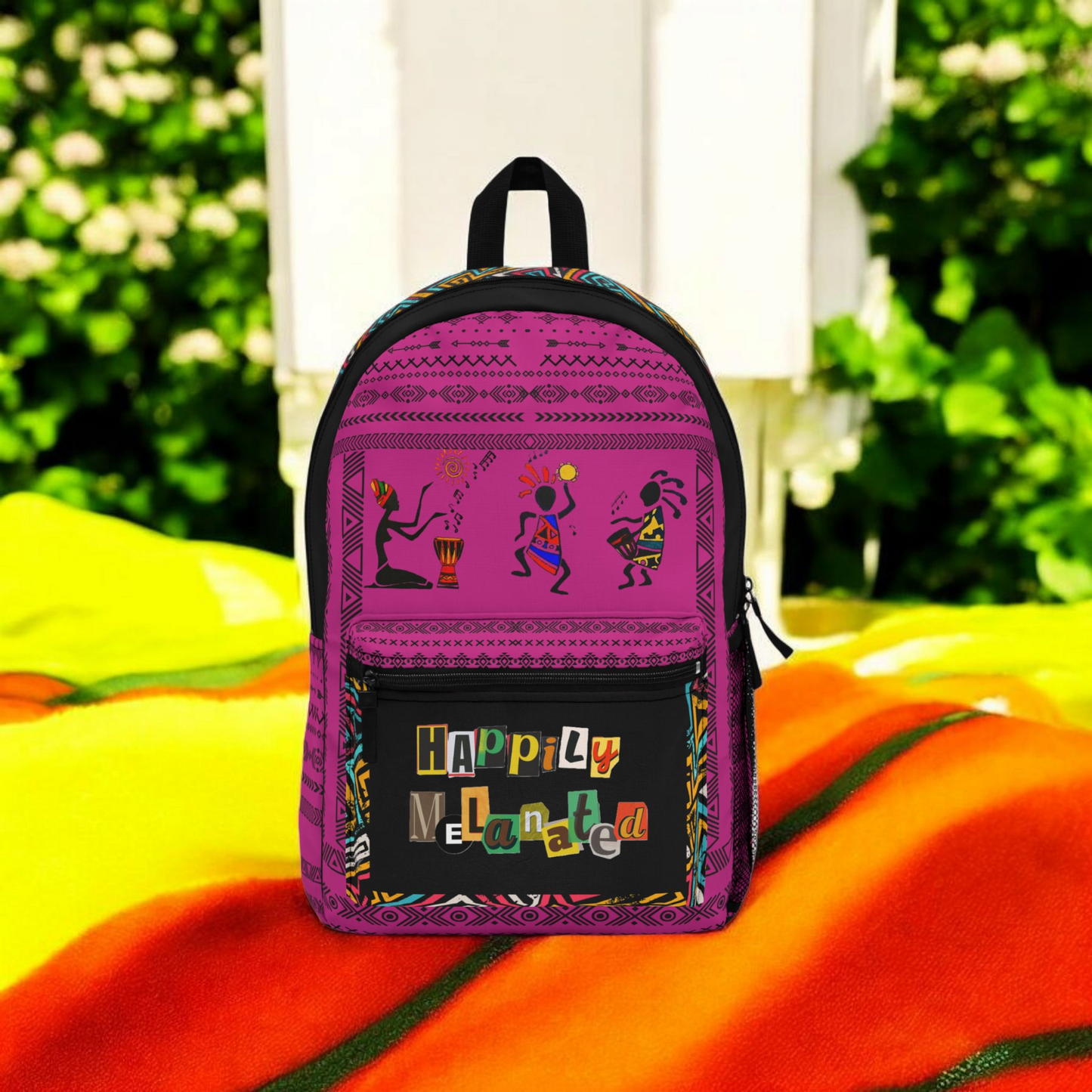 Boho Afro Music Backpack, Music Lover Bag, Cartoon Print Rucksack