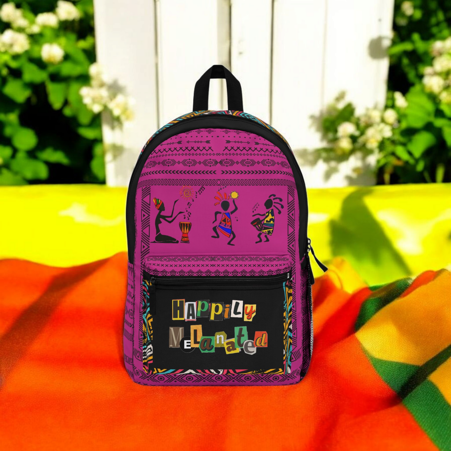 Boho Afro Music Backpack, Music Lover Bag, Cartoon Print Rucksack