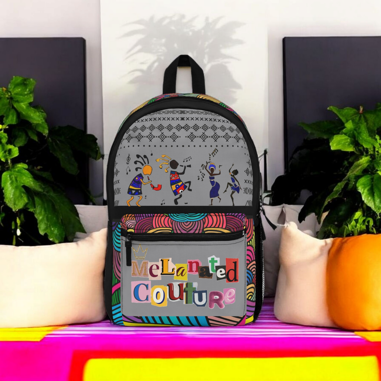 Stylish Tribal Dance Backpack, Ethnic Music Festival Bag, Boho Rucksack, Aztec Design