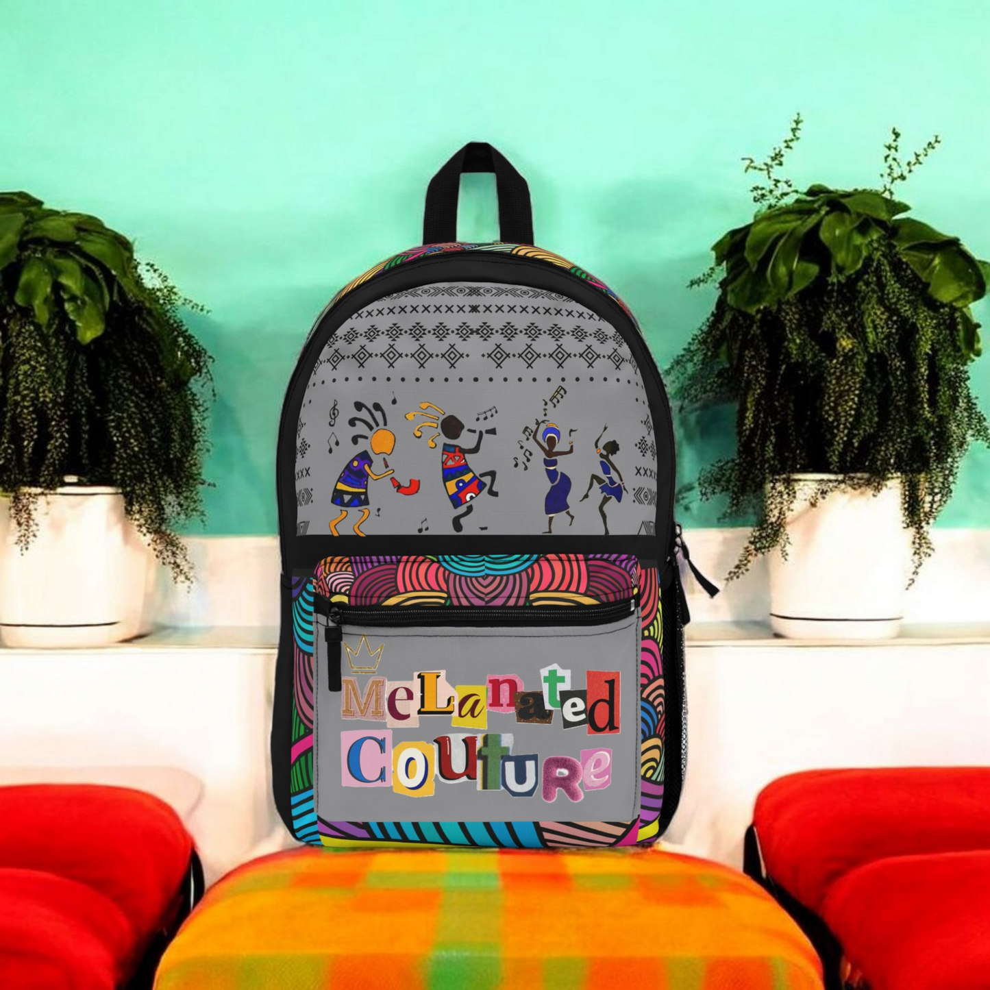 Stylish Tribal Dance Backpack, Ethnic Music Festival Bag, Boho Rucksack, Aztec Design