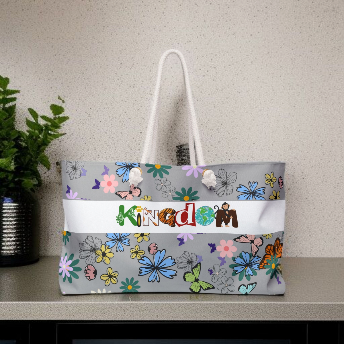 Vibrant Floral Kingdom Weekender Bag - Perfect for Travel & Beach