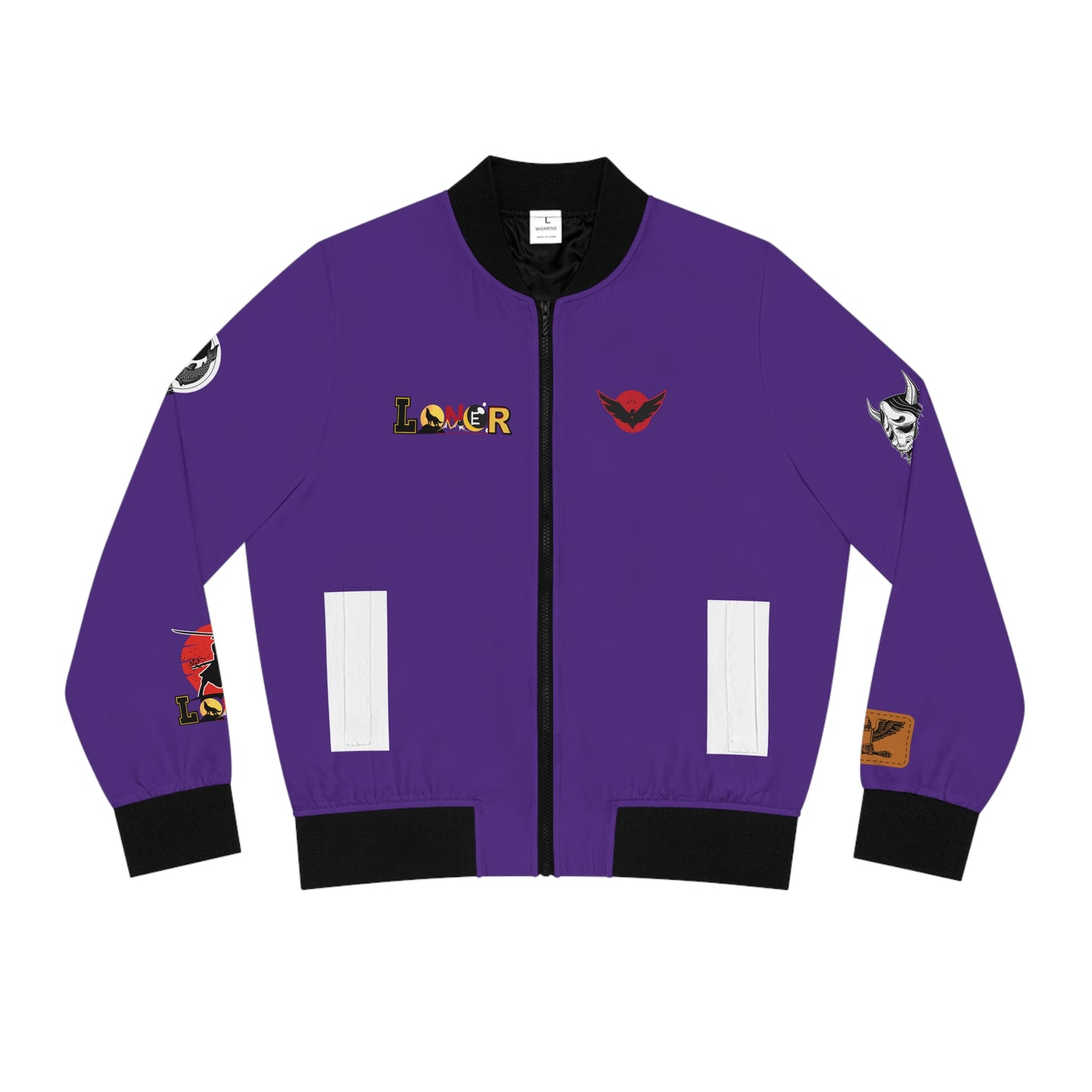 Dragon Graphic Women's Bomber Jacket, Mythical All Over Design