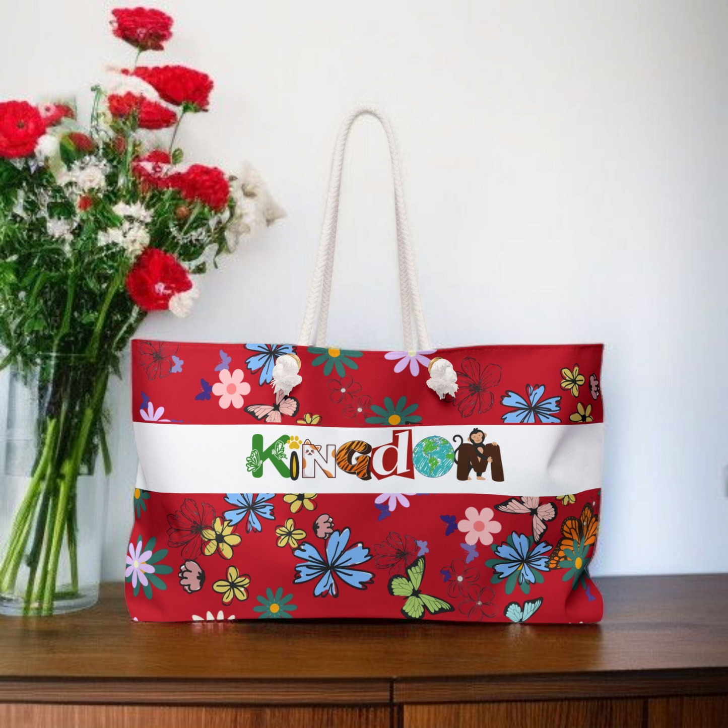 Vibrant Floral Kingdom Weekender Bag - Perfect for Travel & Beach