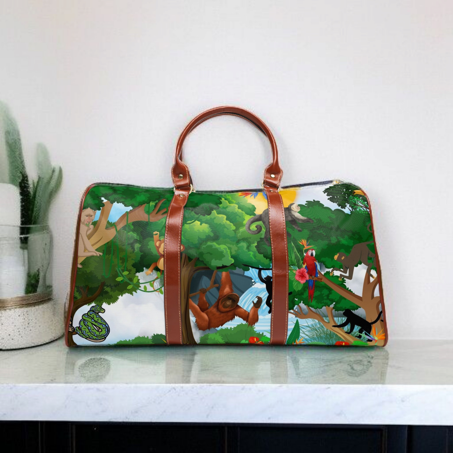 Vibrant Jungle Waterproof Travel Bag - Eco-Friendly Adventure Tote