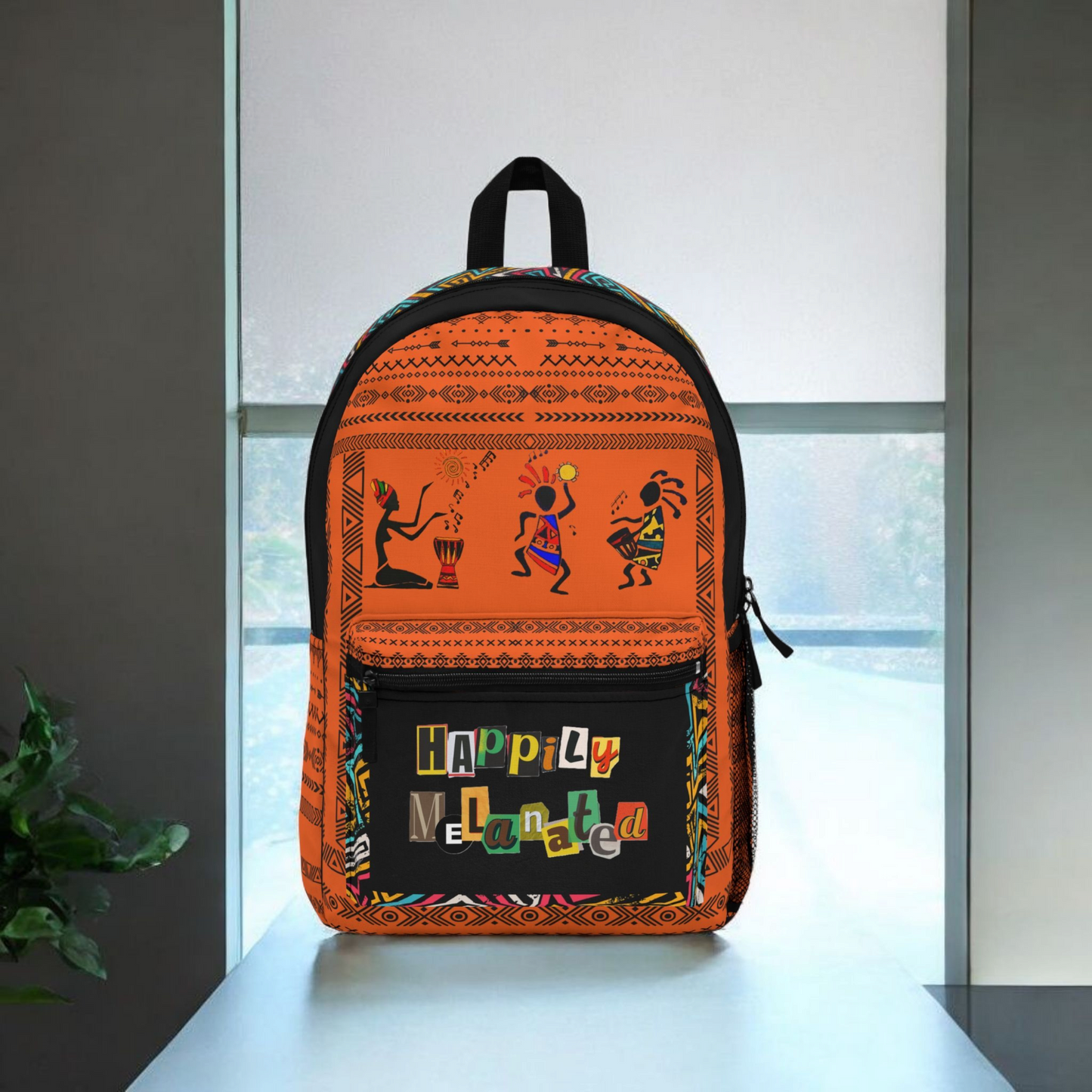 Ethnic Music Backpack, Music Lover Bag, Cartoon Print Rucksack, Ethnic Design