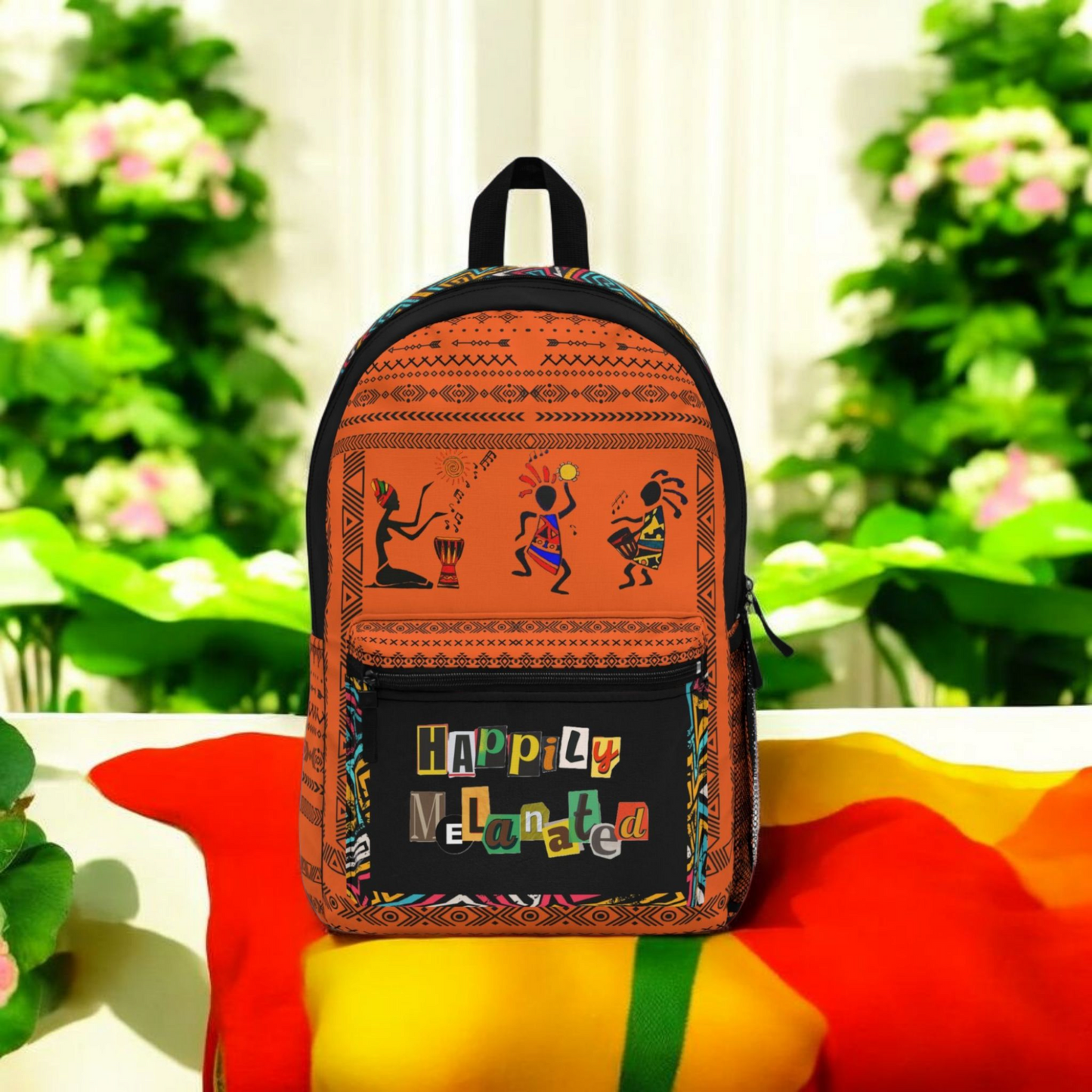 Ethnic Music Backpack, Music Lover Bag, Cartoon Print Rucksack, Ethnic Design