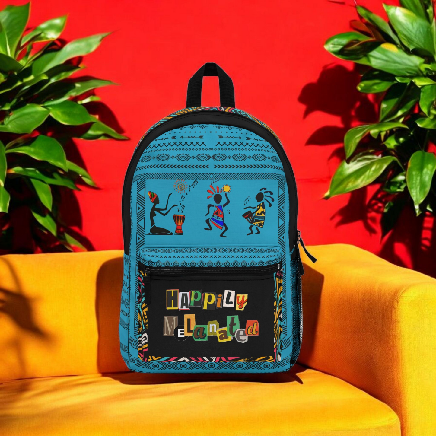 Boho Afro Music Backpack, Music Lover Bag, Cartoon Print Rucksack