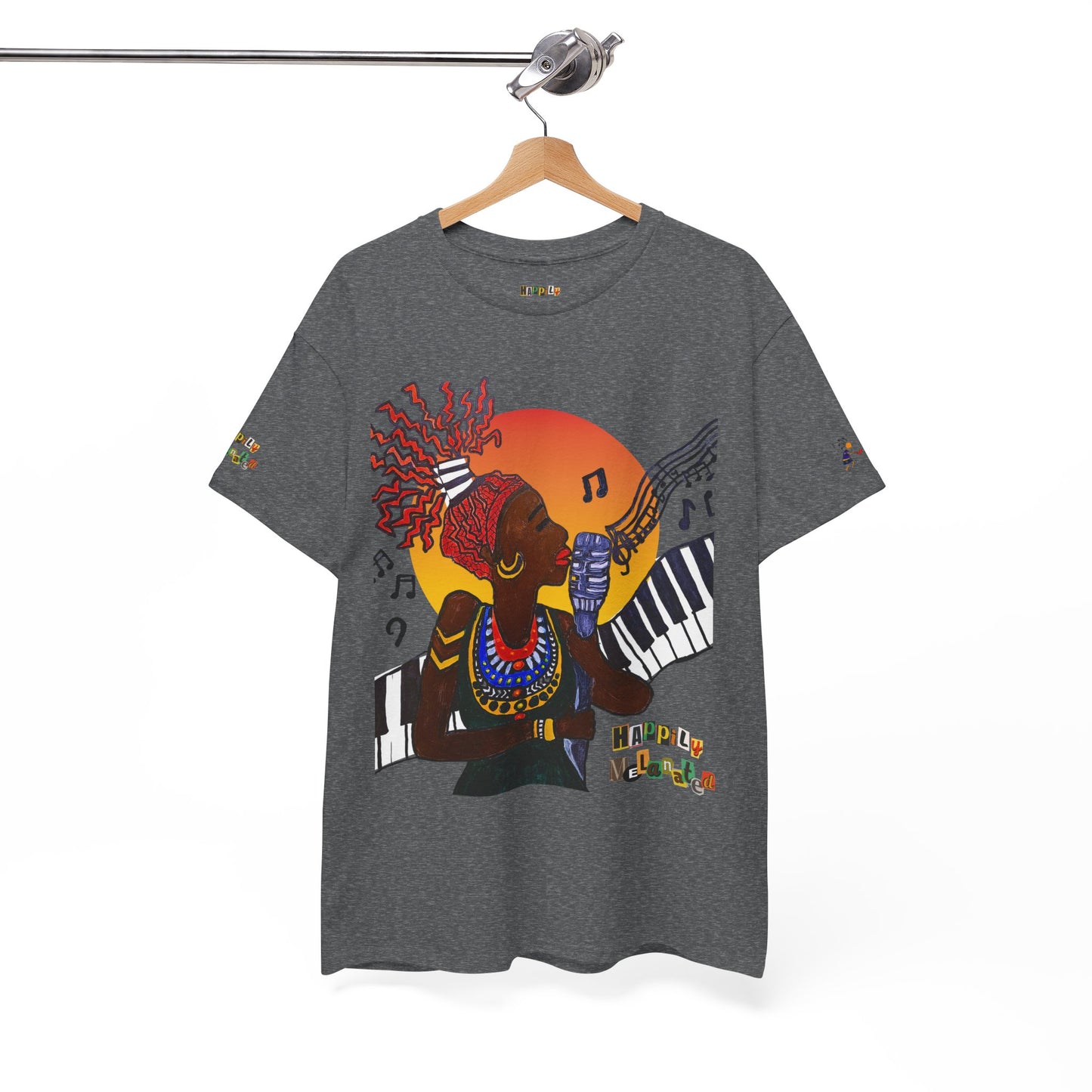 Afro Music Graphic Tee, Piano Art, Jazz Singer Shirt, Black History Unisex Tee, Music Lover Gift