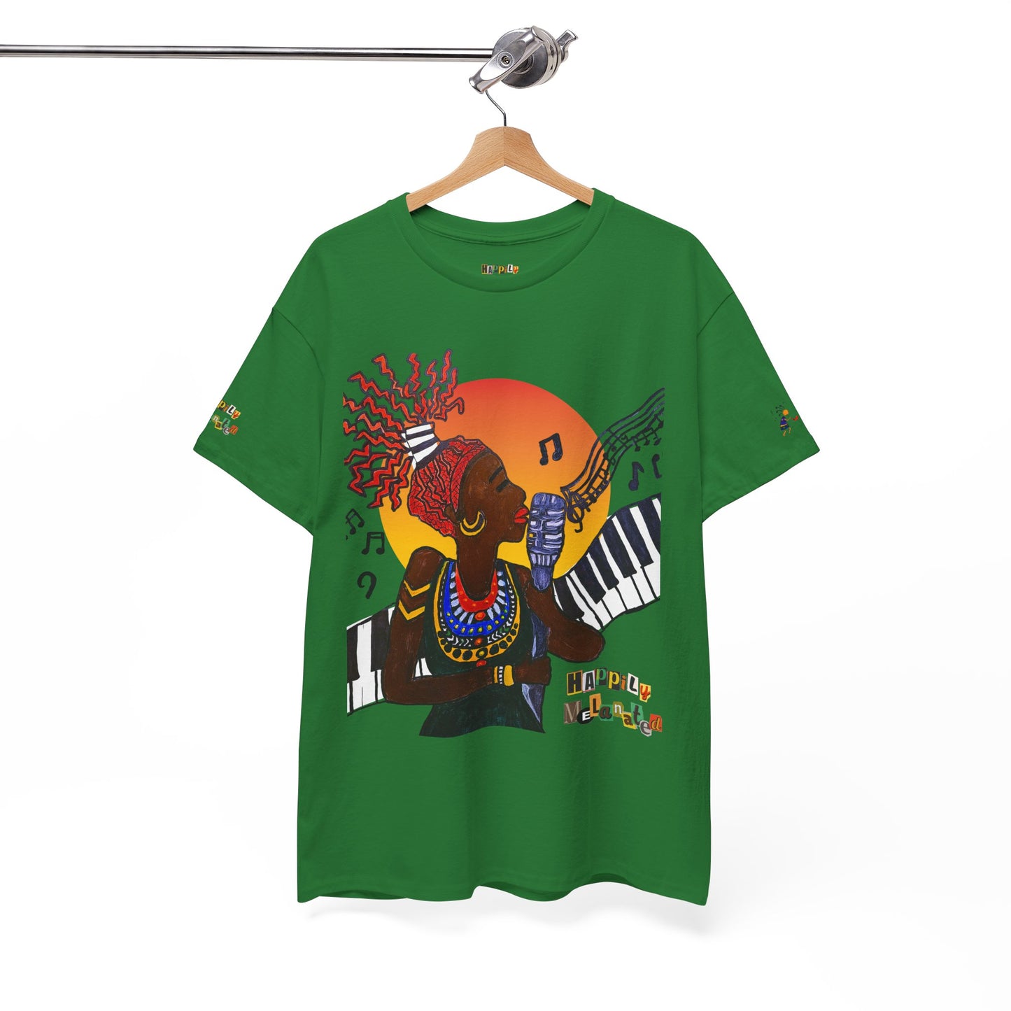 Afro Music Graphic Tee, Piano Art, Jazz Singer Shirt, Black History Unisex Tee, Music Lover Gift