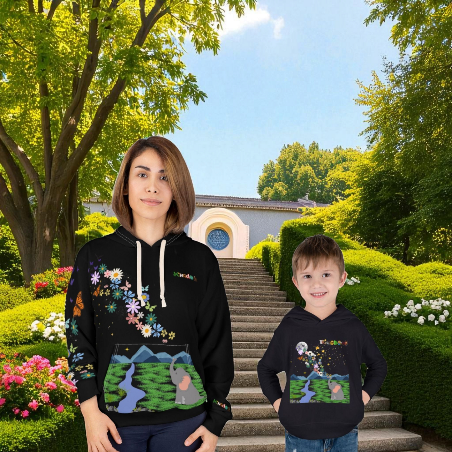 Elephant Floral Unisex Pullover Hoodie, Graphic Sweatshirt, Animal Lover Gift
