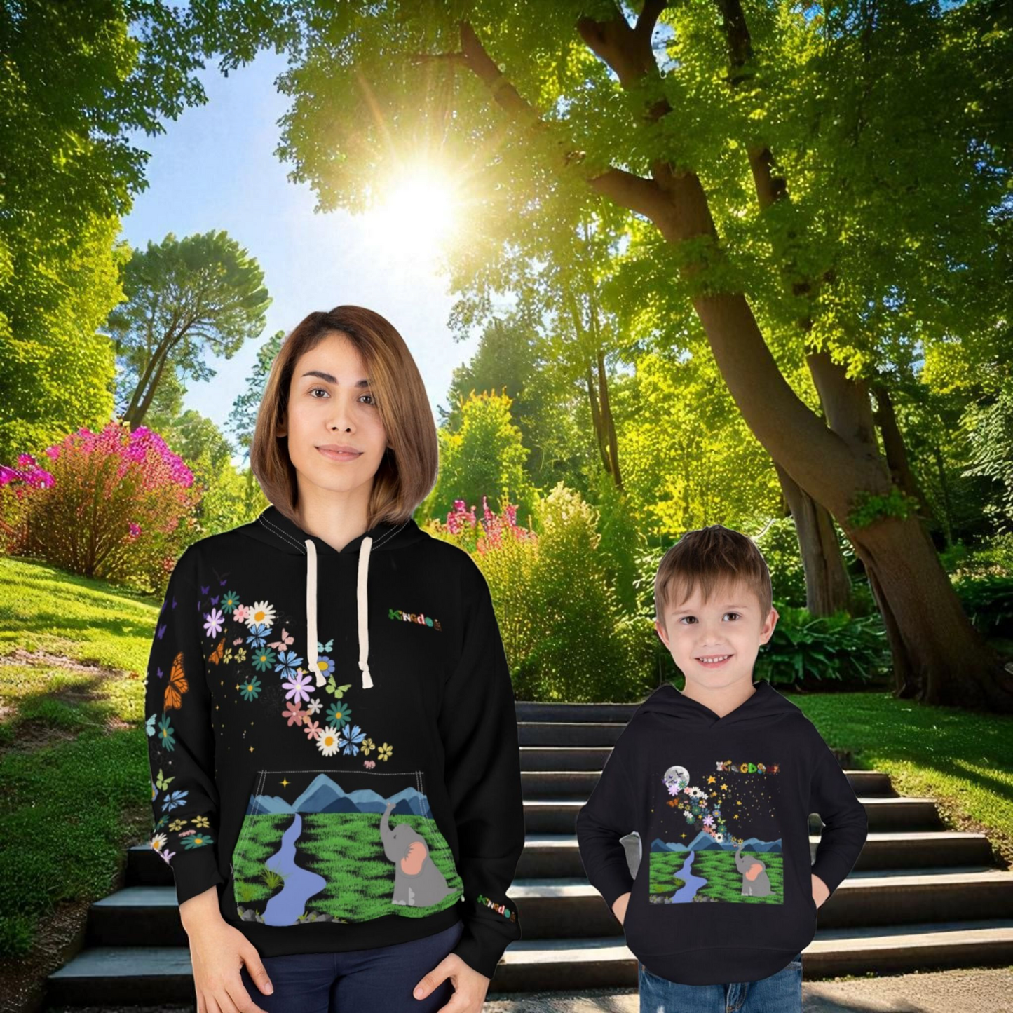 Elephant Floral Unisex Pullover Hoodie, Graphic Sweatshirt, Animal Lover Gift