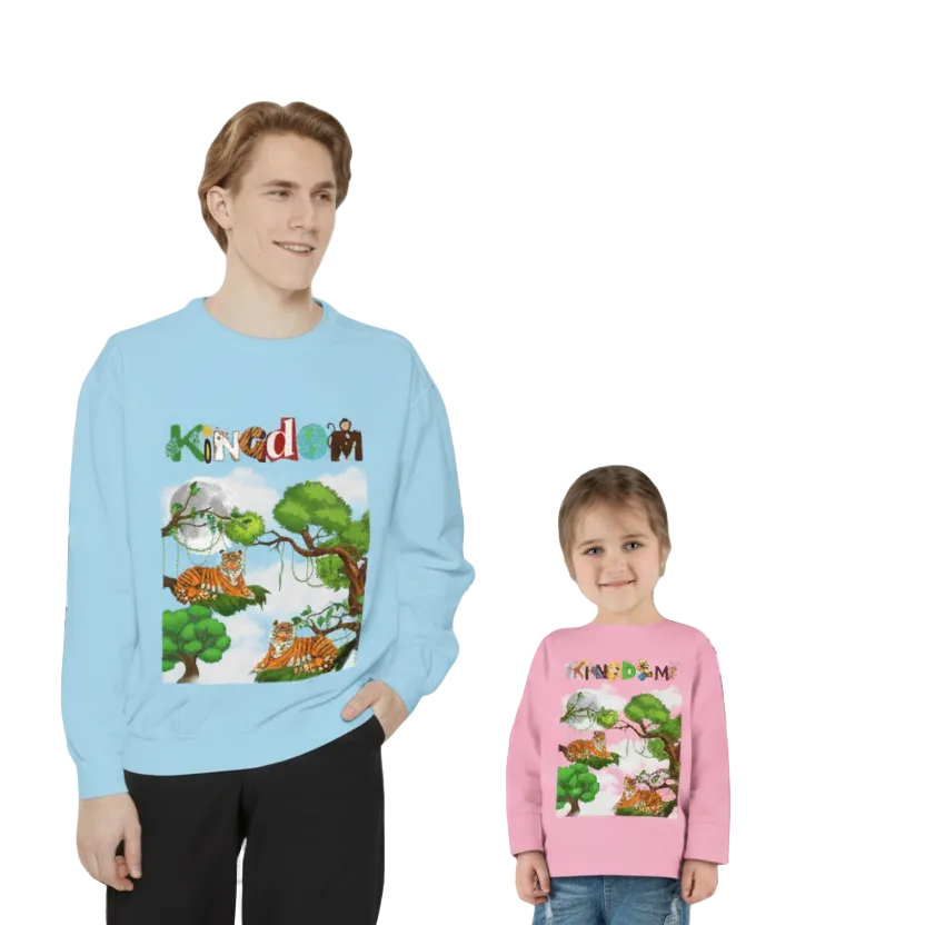 Tiger Jungle Unisex Sweatshirt, Wild Animals Garment-Dyed Jumper, Wildlife Sweatshirt, Tiger Print