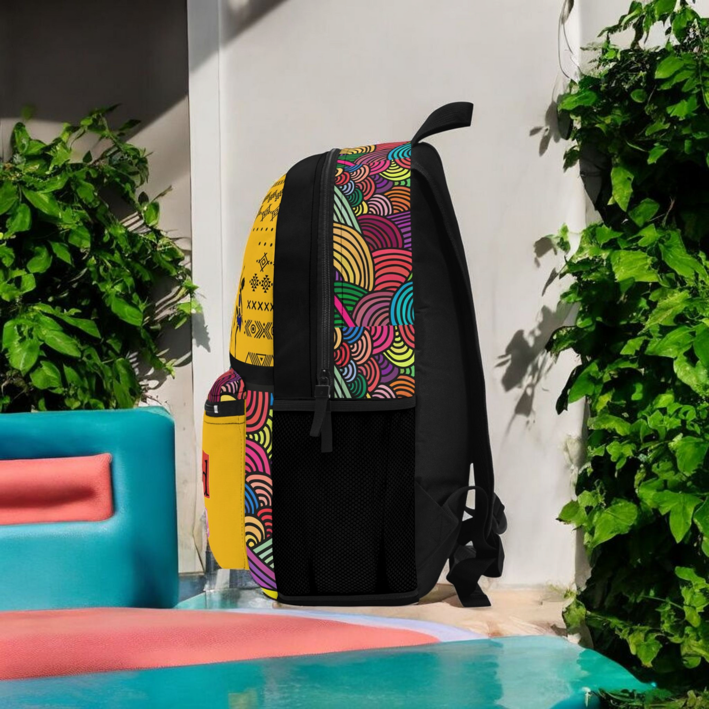 Colorful Tribal Dance Backpack, Ethnic Music Festival Bag, Boho Rucksack