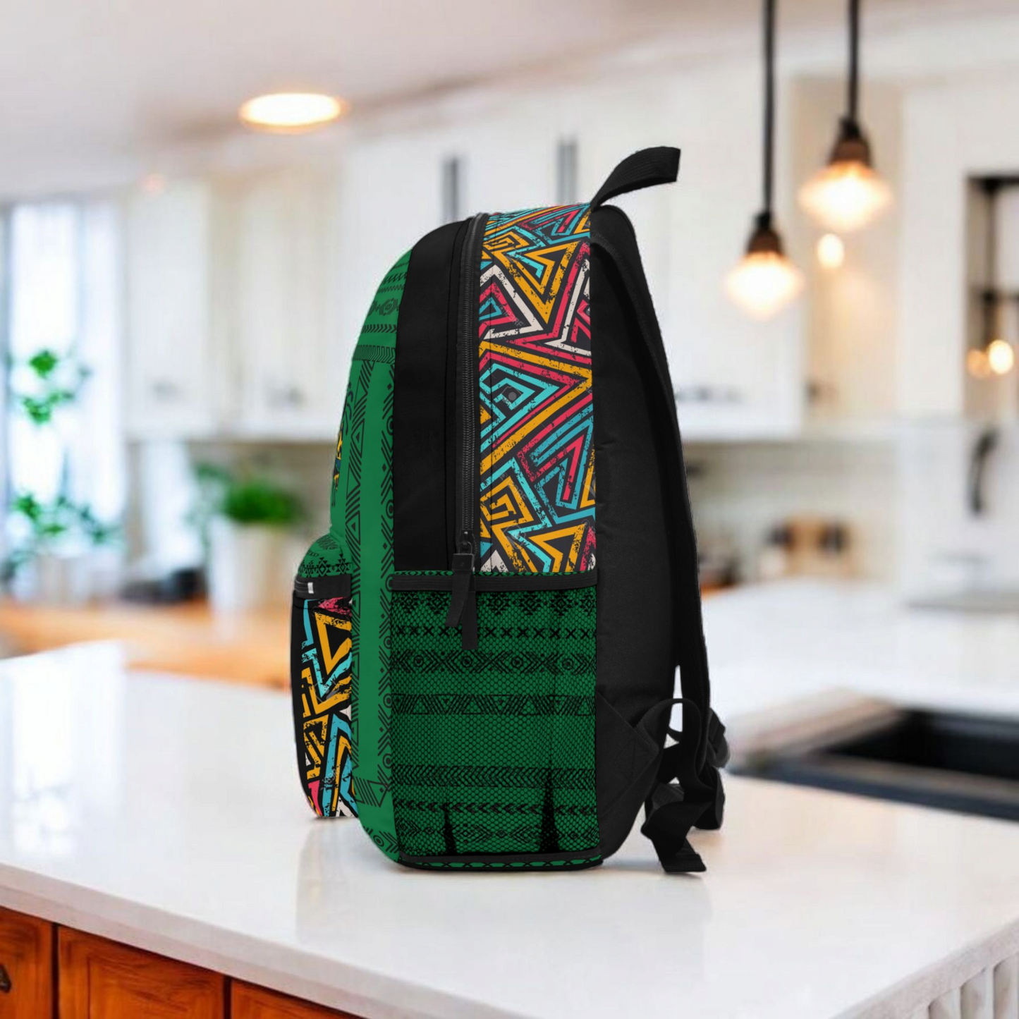 Unique Afro Music Backpack, Music Lover Bag, Cartoon Print Rucksack, Ethnic Design