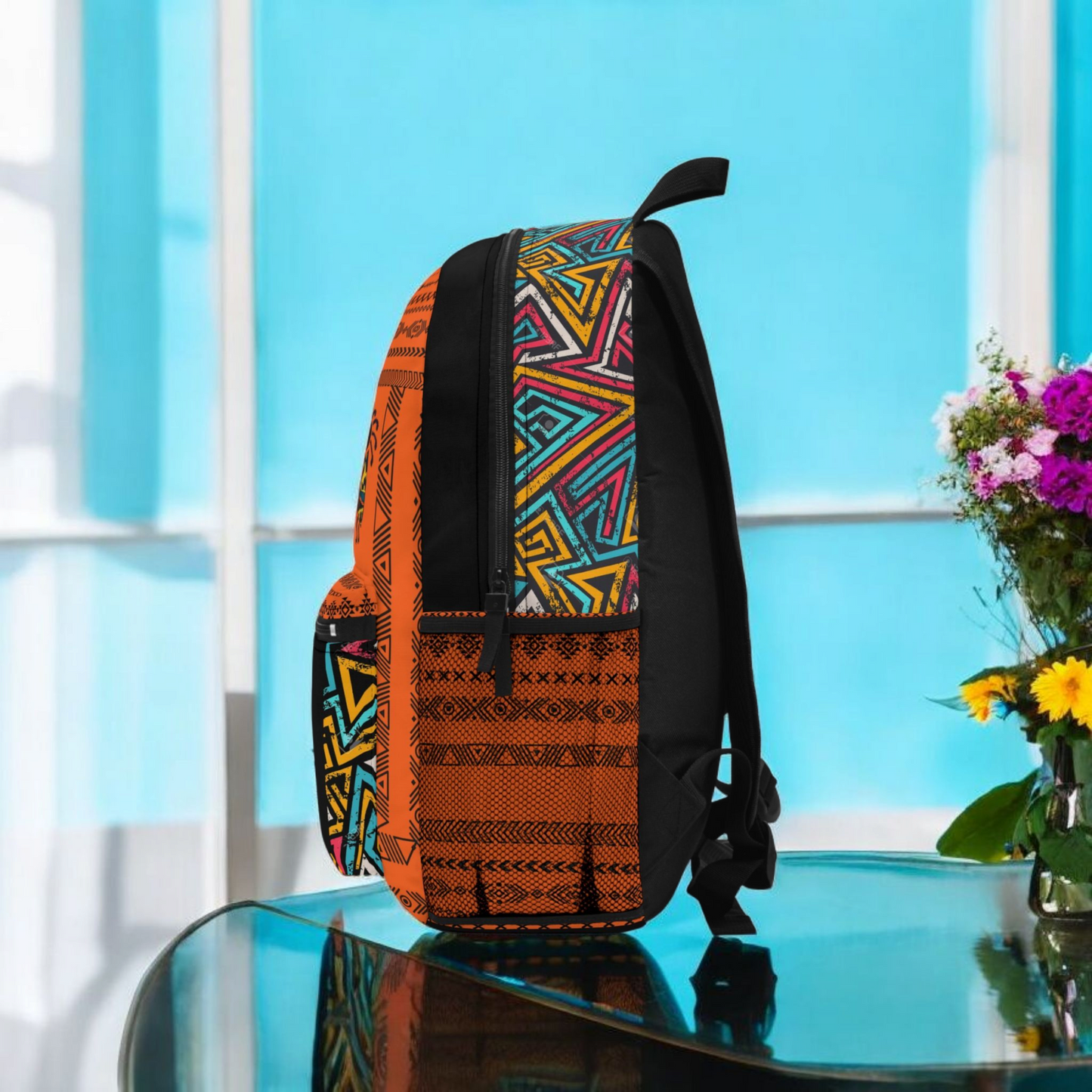Ethnic Music Backpack, Music Lover Bag, Cartoon Print Rucksack, Ethnic Design