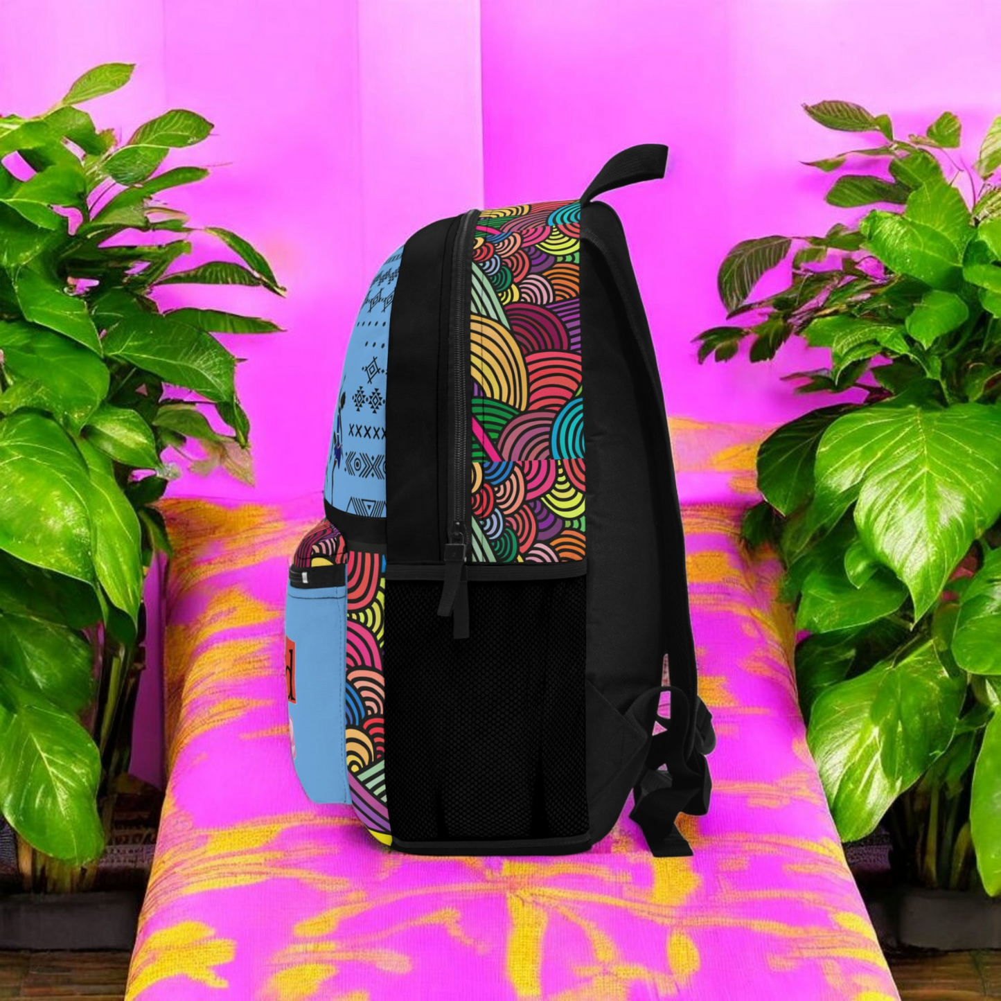 Colorful Tribal Dance Backpack, Ethnic Music Festival Bag, Boho Rucksack