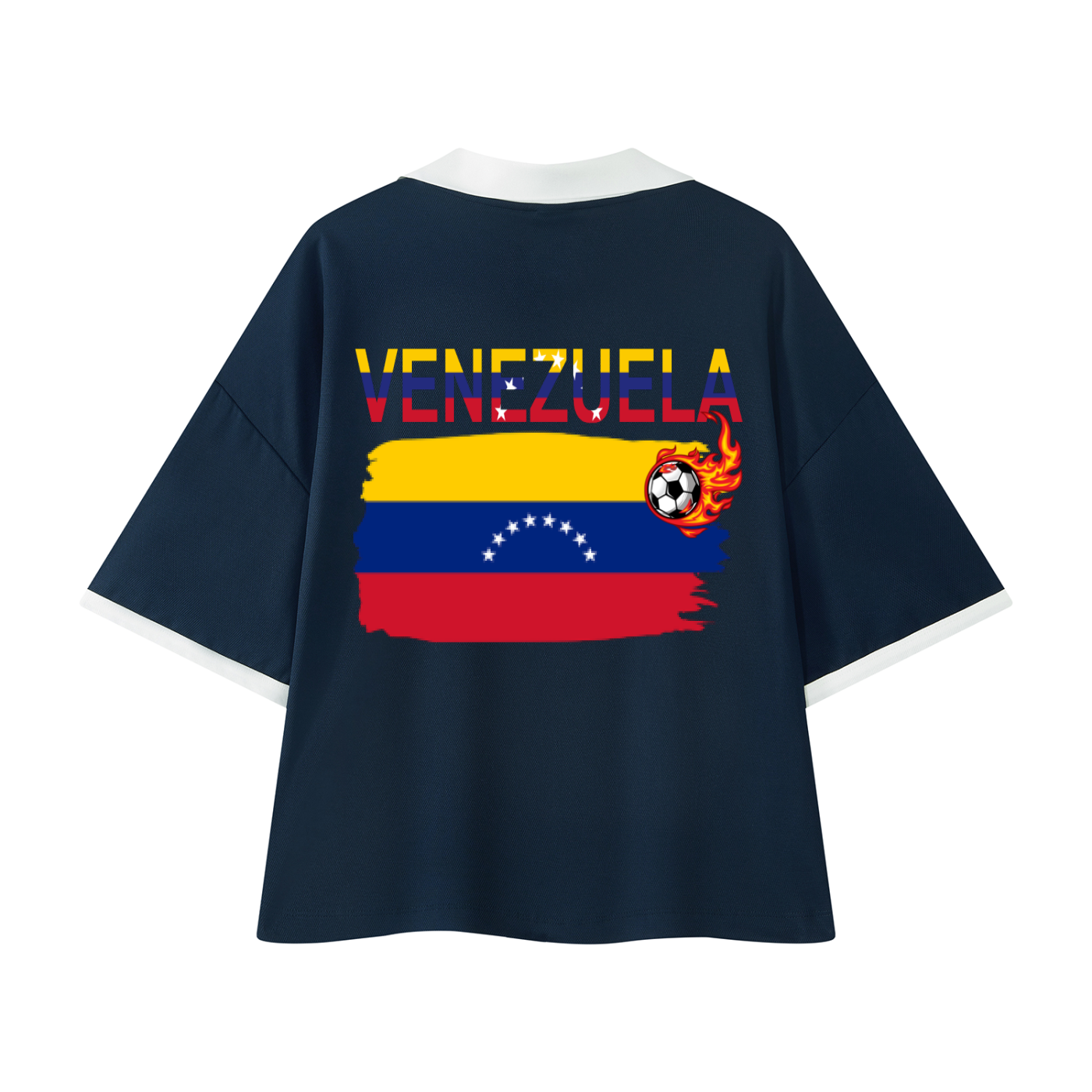 Venezuela Flag Themed Unisex Collared Piping Boxy Soccer Jersey