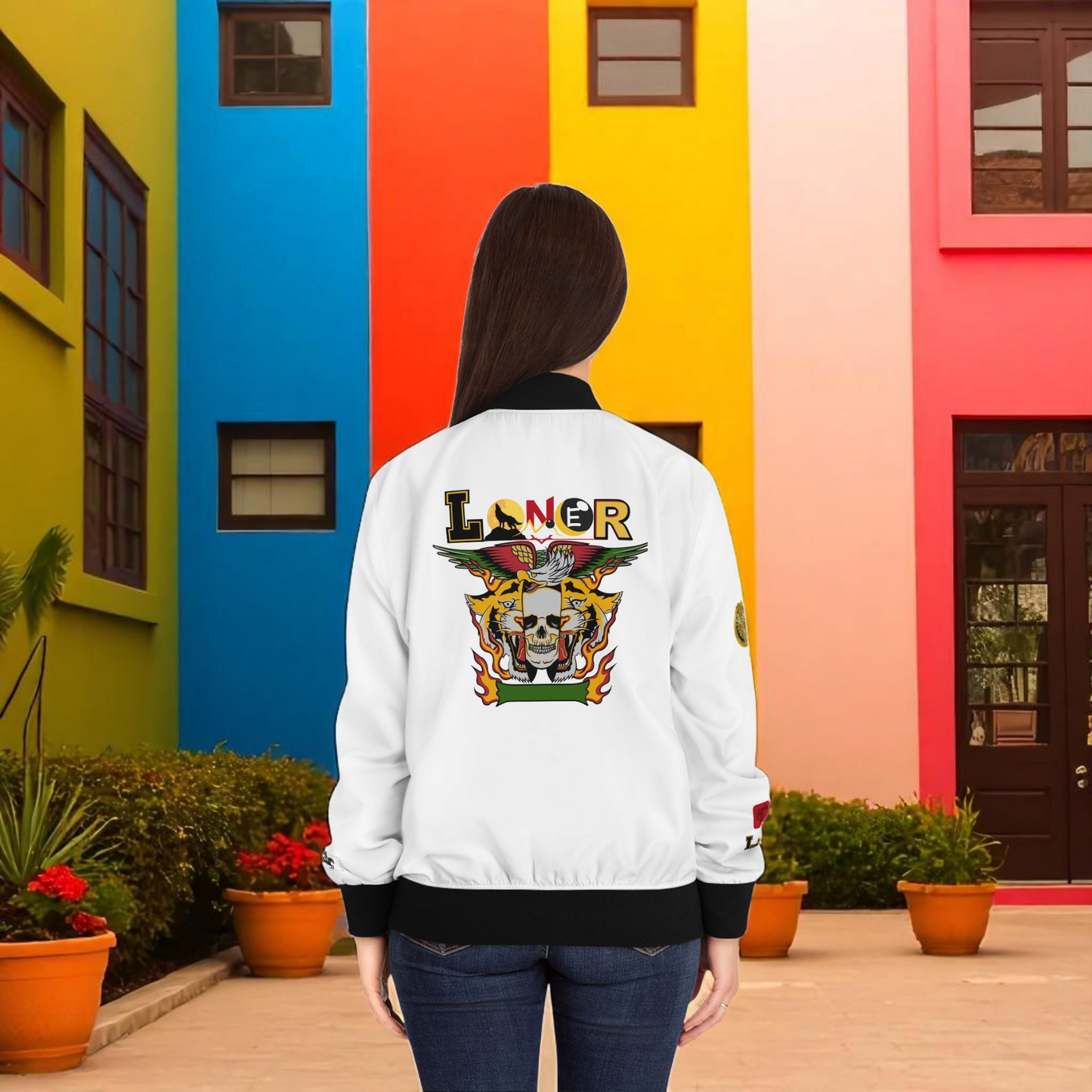 Tiger Graphic Bomber Jacket, Illusion Art All Over Print Women's Outerwear