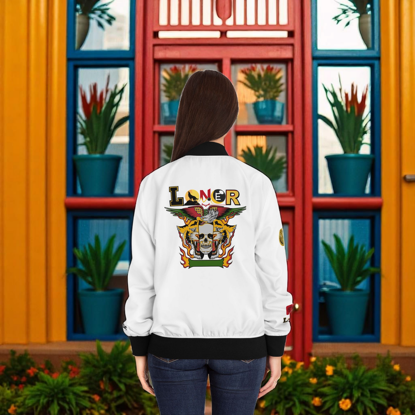 Tiger Graphic Bomber Jacket, Illusion Art All Over Print Women's Outerwear