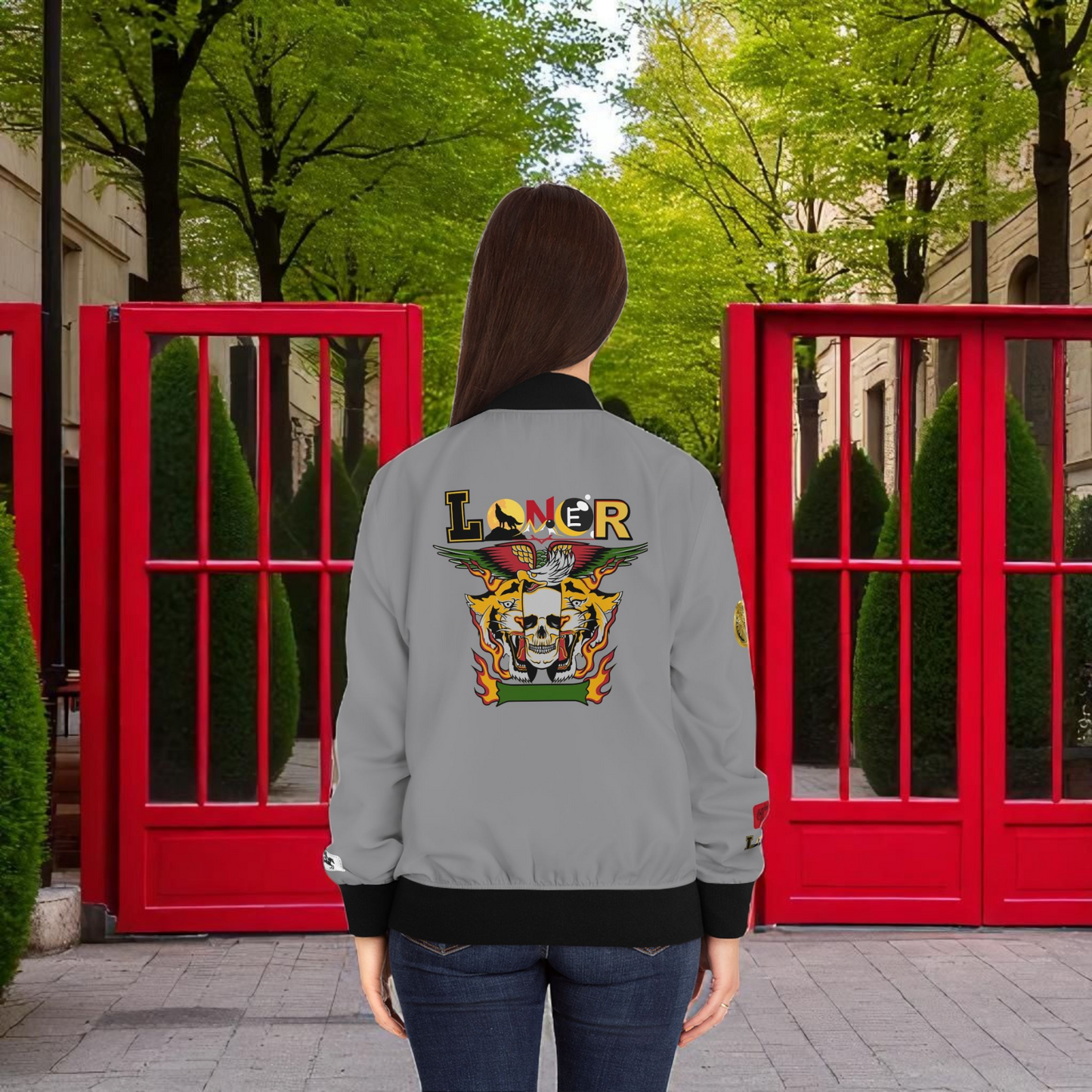 Tiger Graphic Bomber Jacket, Illusion Art All Over Print Women's Outerwear